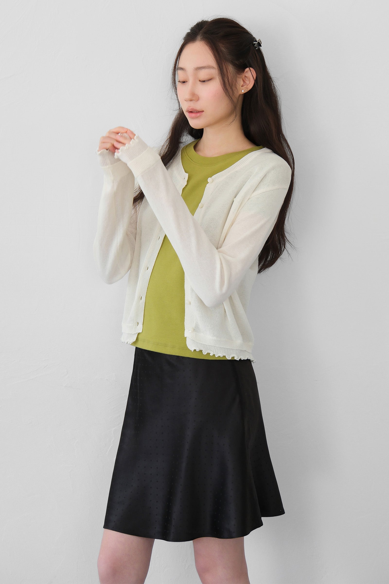 MOUI LAYERED FRILL CARDIGAN_IVORY