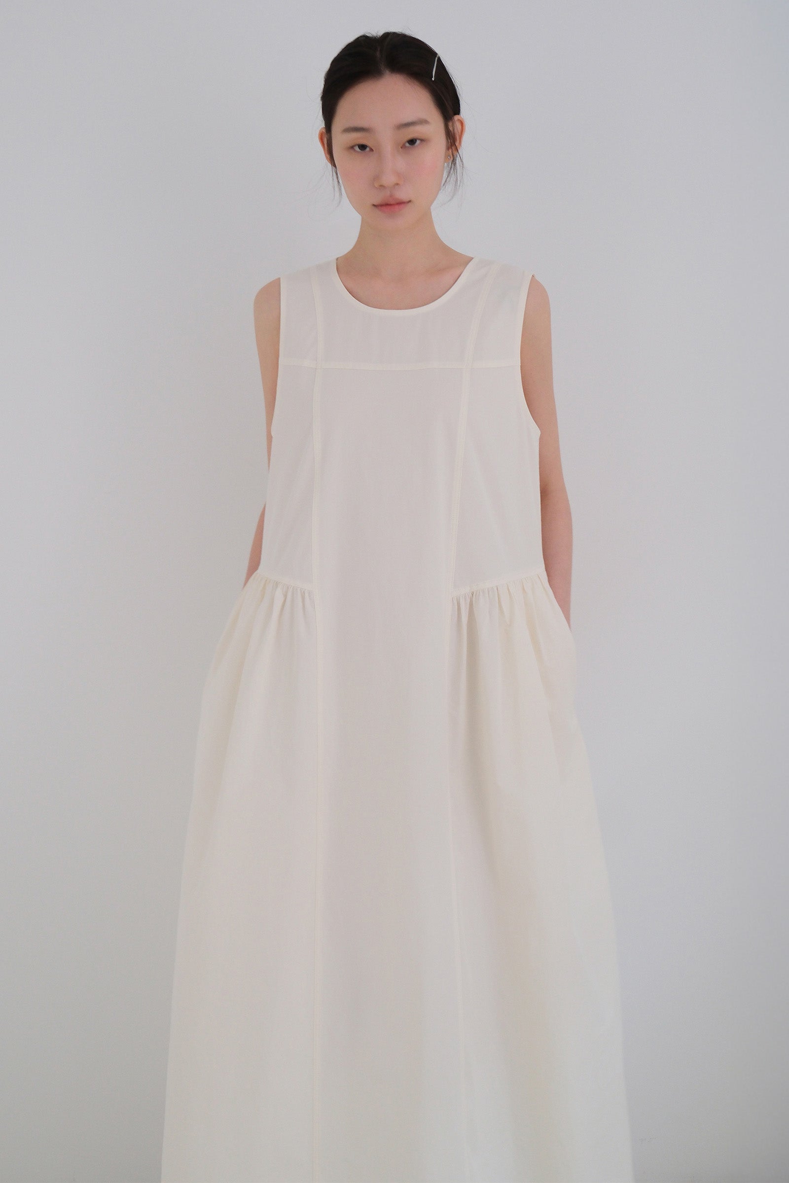MOUI LINE ROBE MAXI FRONCÉE_CRÈME