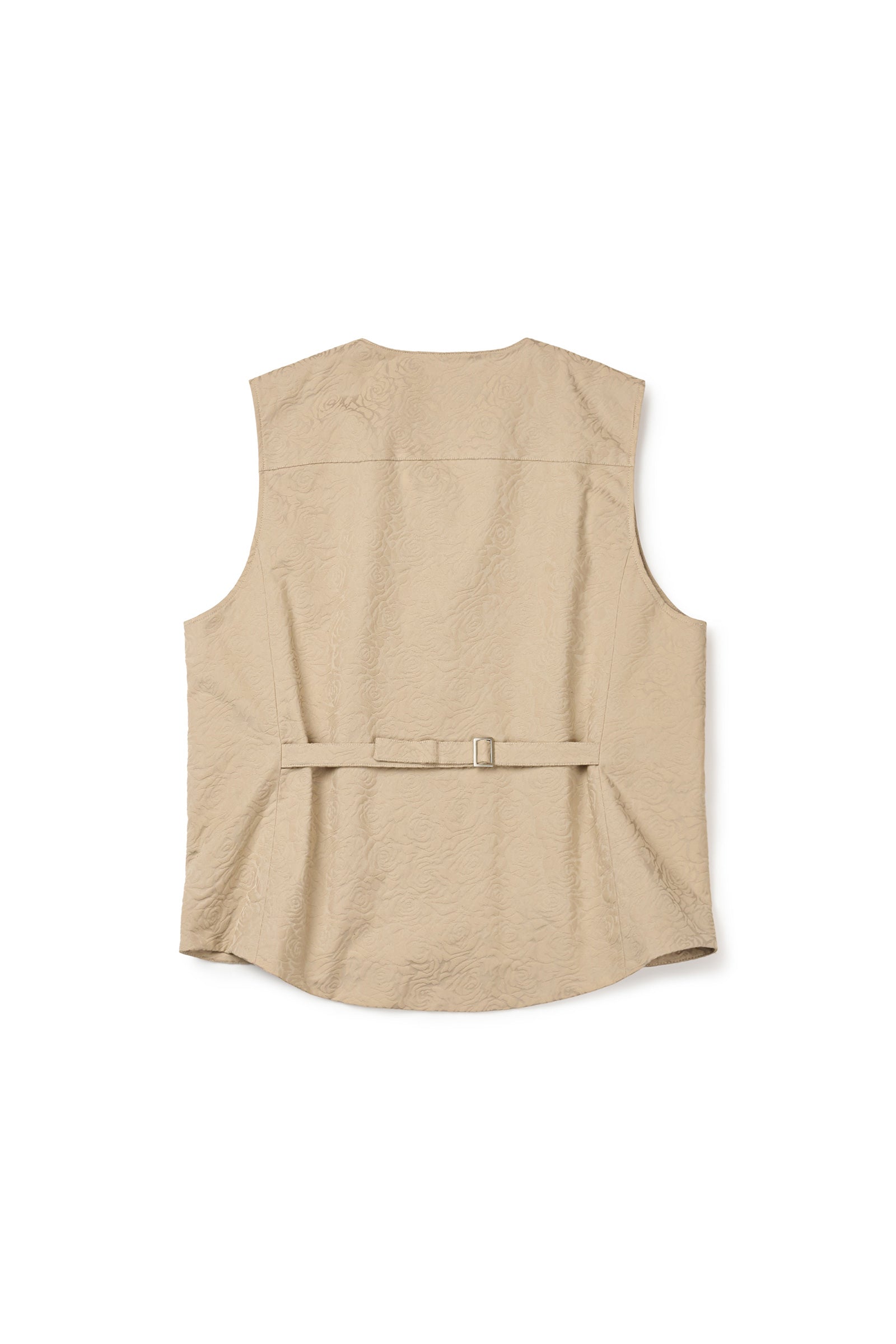 [MEN] FLOWER JACQUARD BELTED VEST_BEIGE