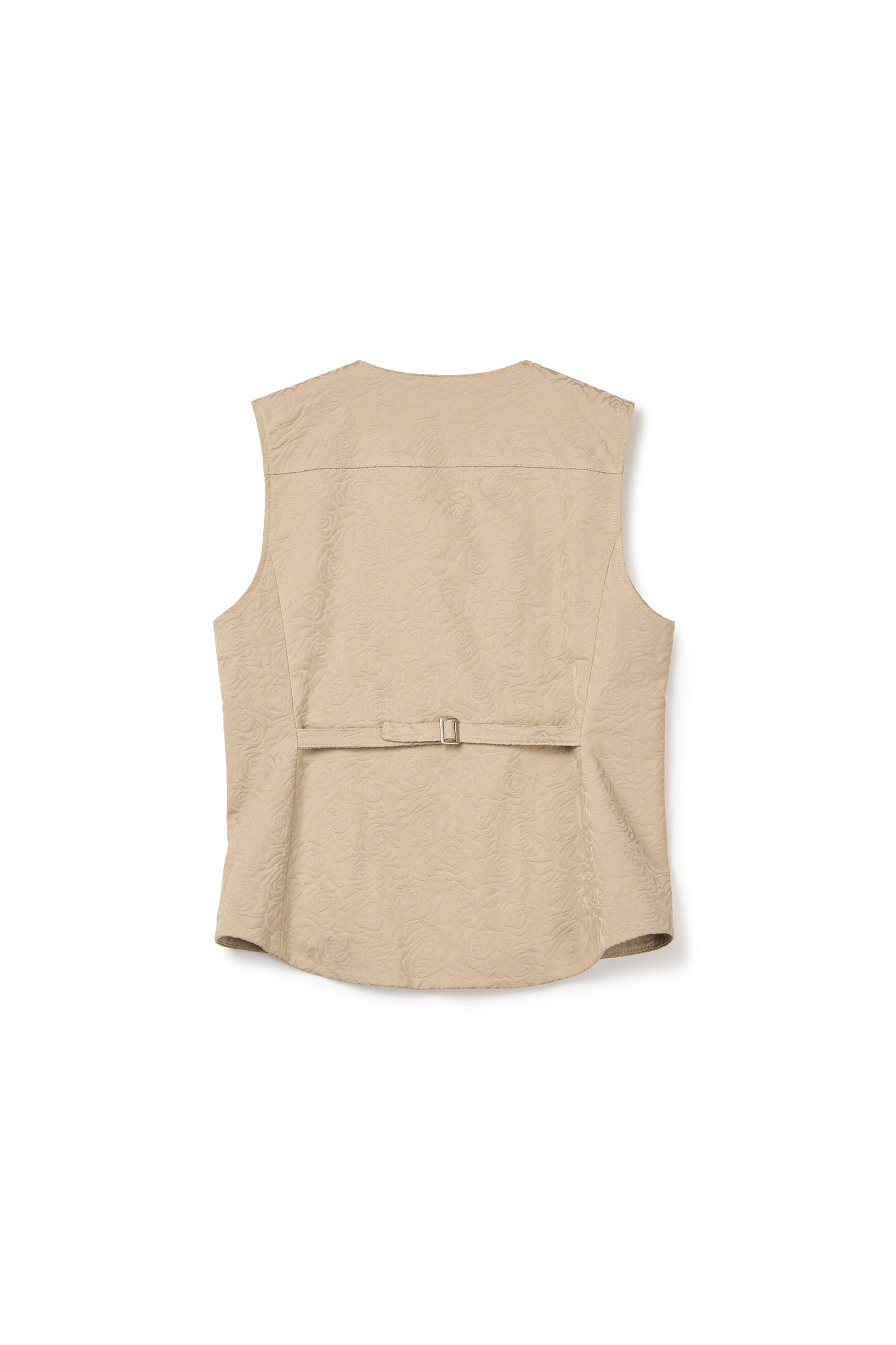 [WOMEN] FLOWER JACQUARD BELTED VEST_BEIGE