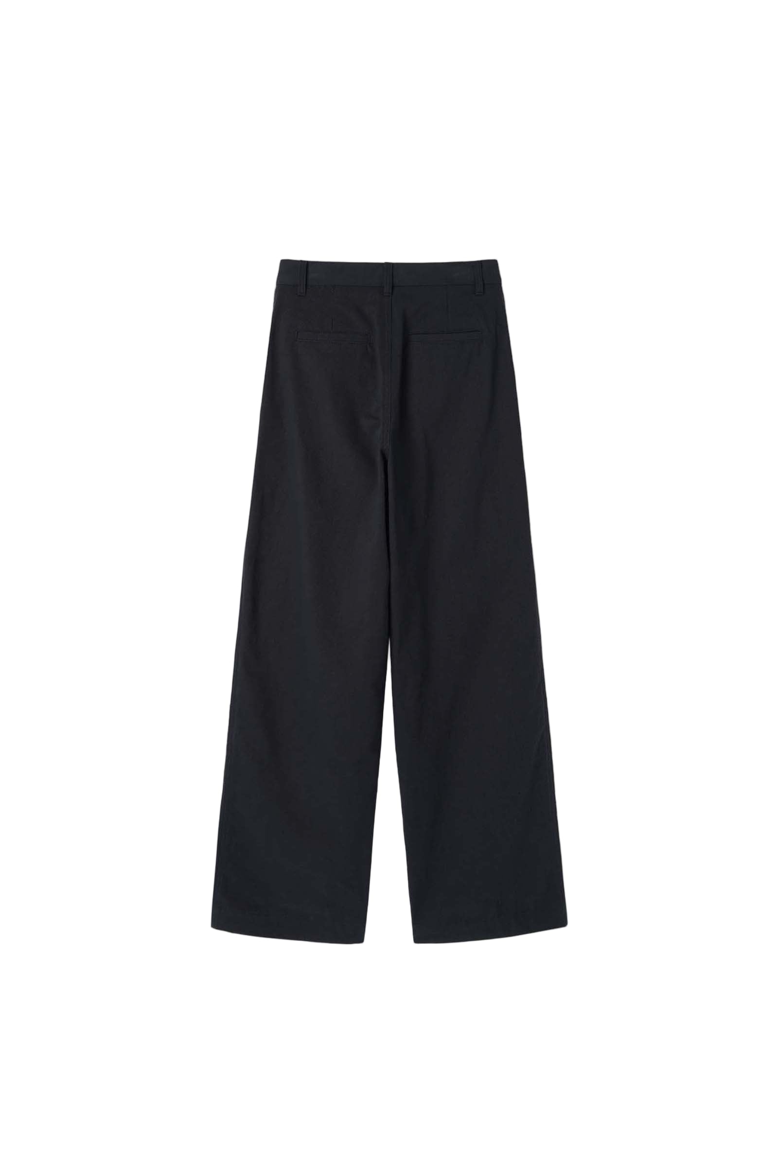 TUCKED COTTON PANTS_NAVY