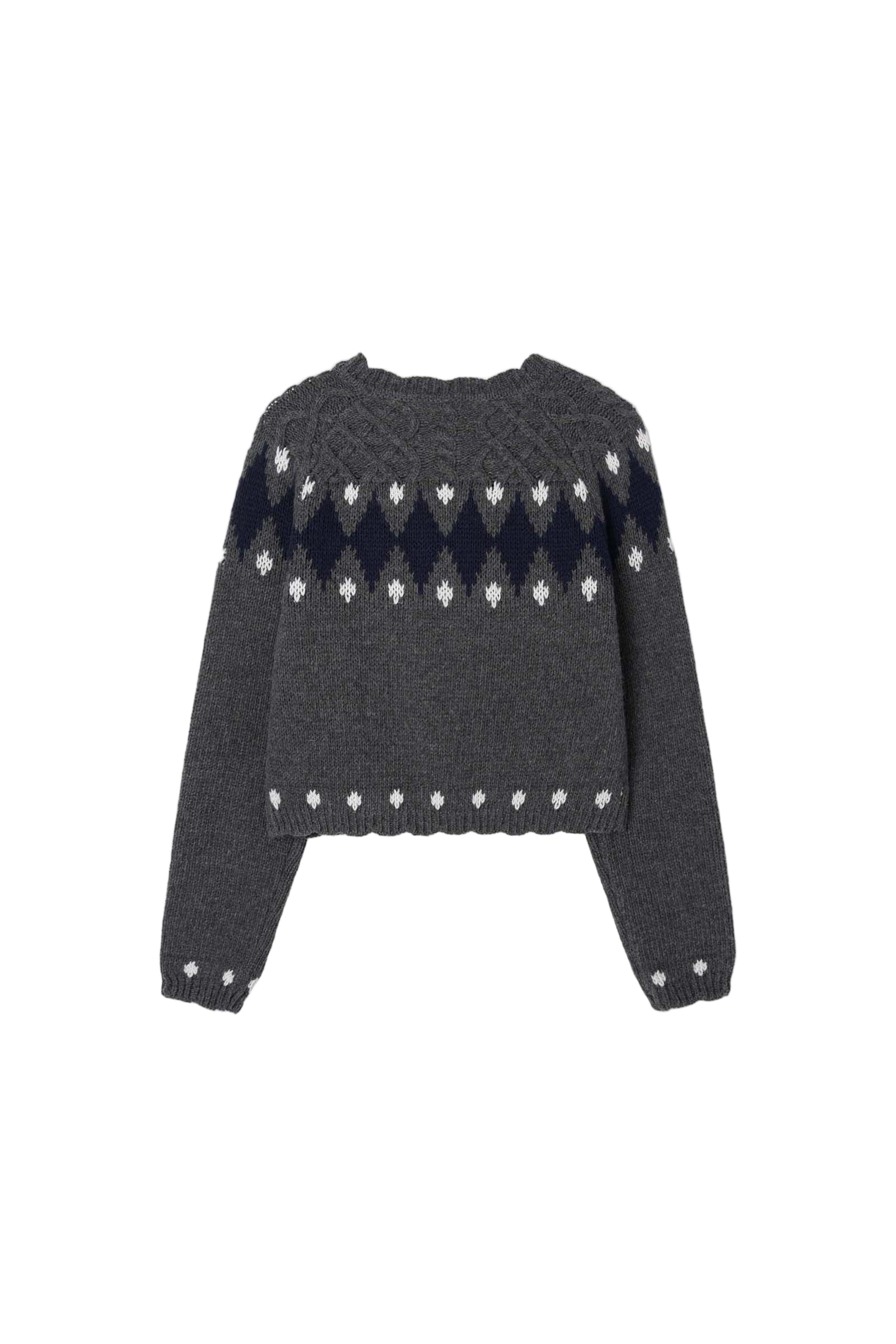 DIAMOND JACQUARD CARDIGAN_GRAY