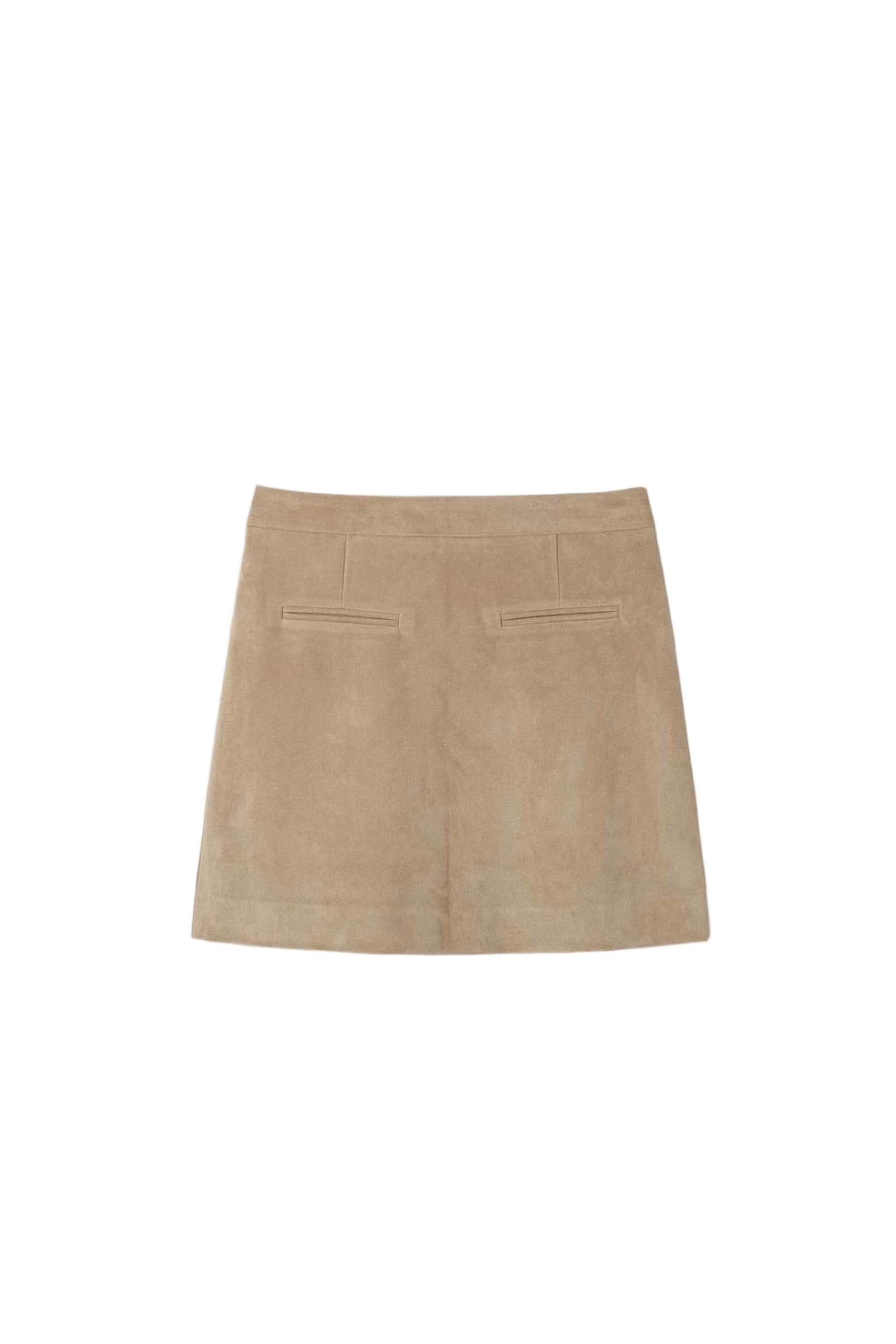 SUEDE POCKET SKIRT_BEIGE