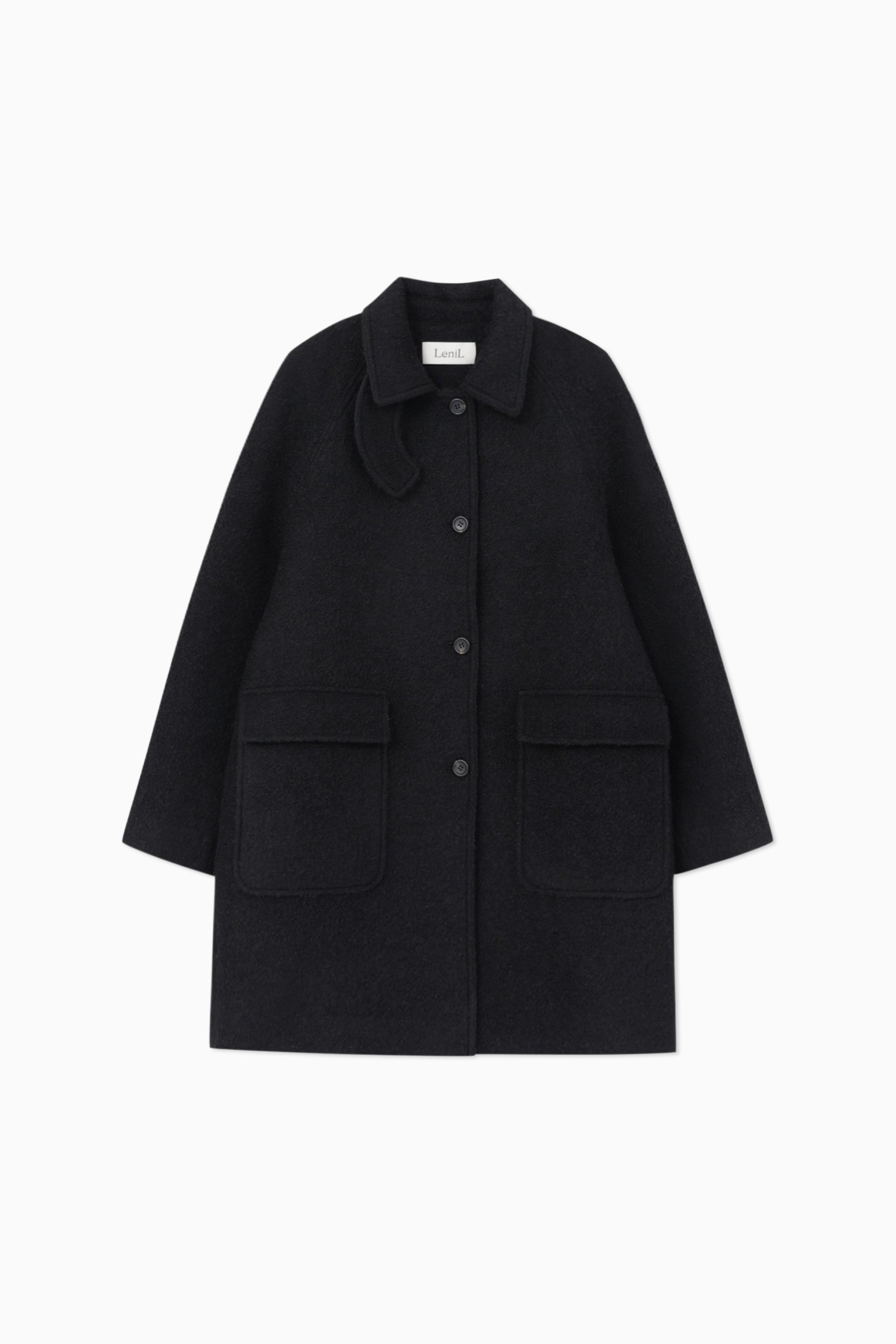 ALPACA VERDE BOUCLE HALF COAT_BLACK