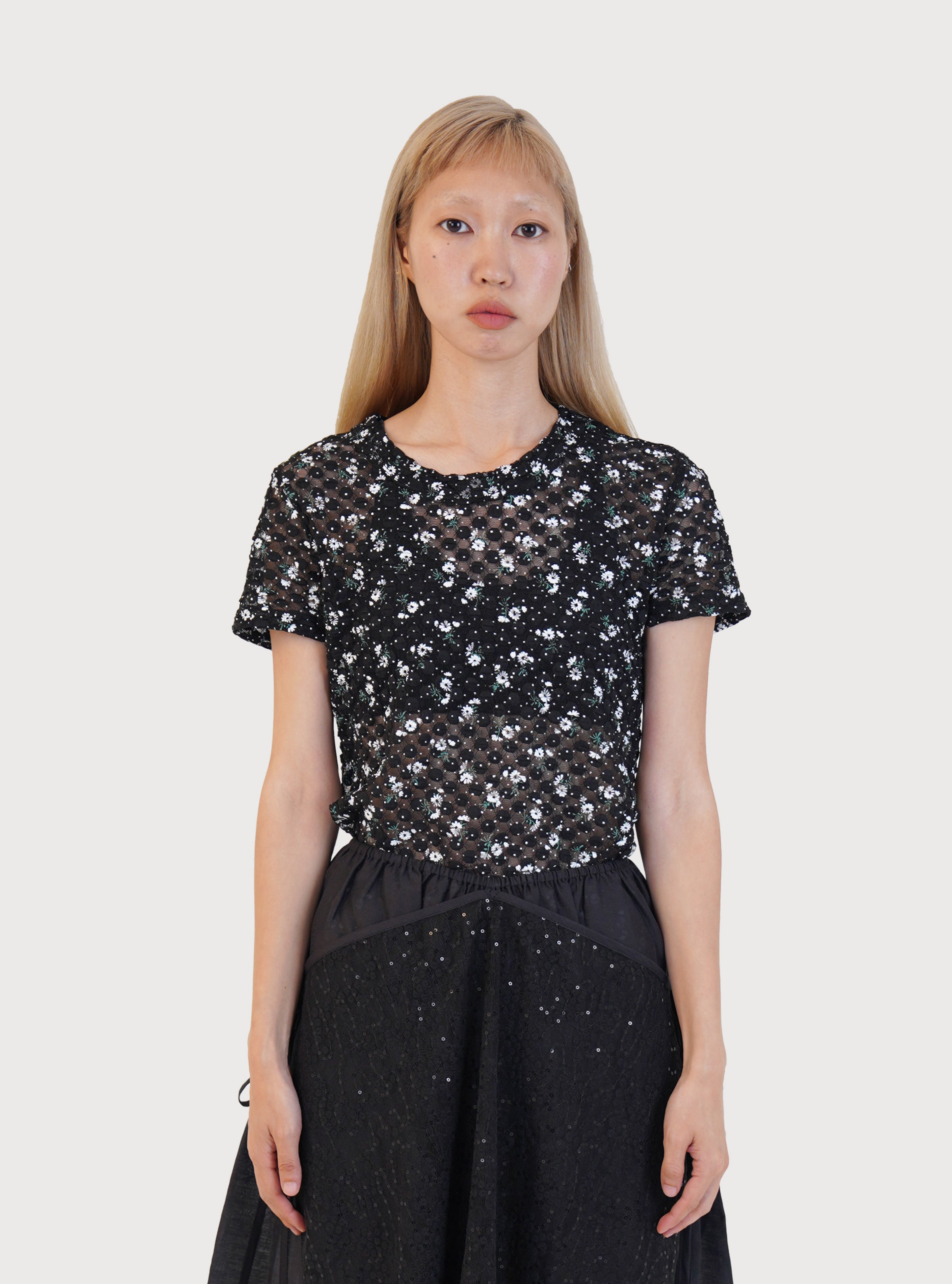 AKOL, T-SHIRT BUBBLE FLOWER_NOIR