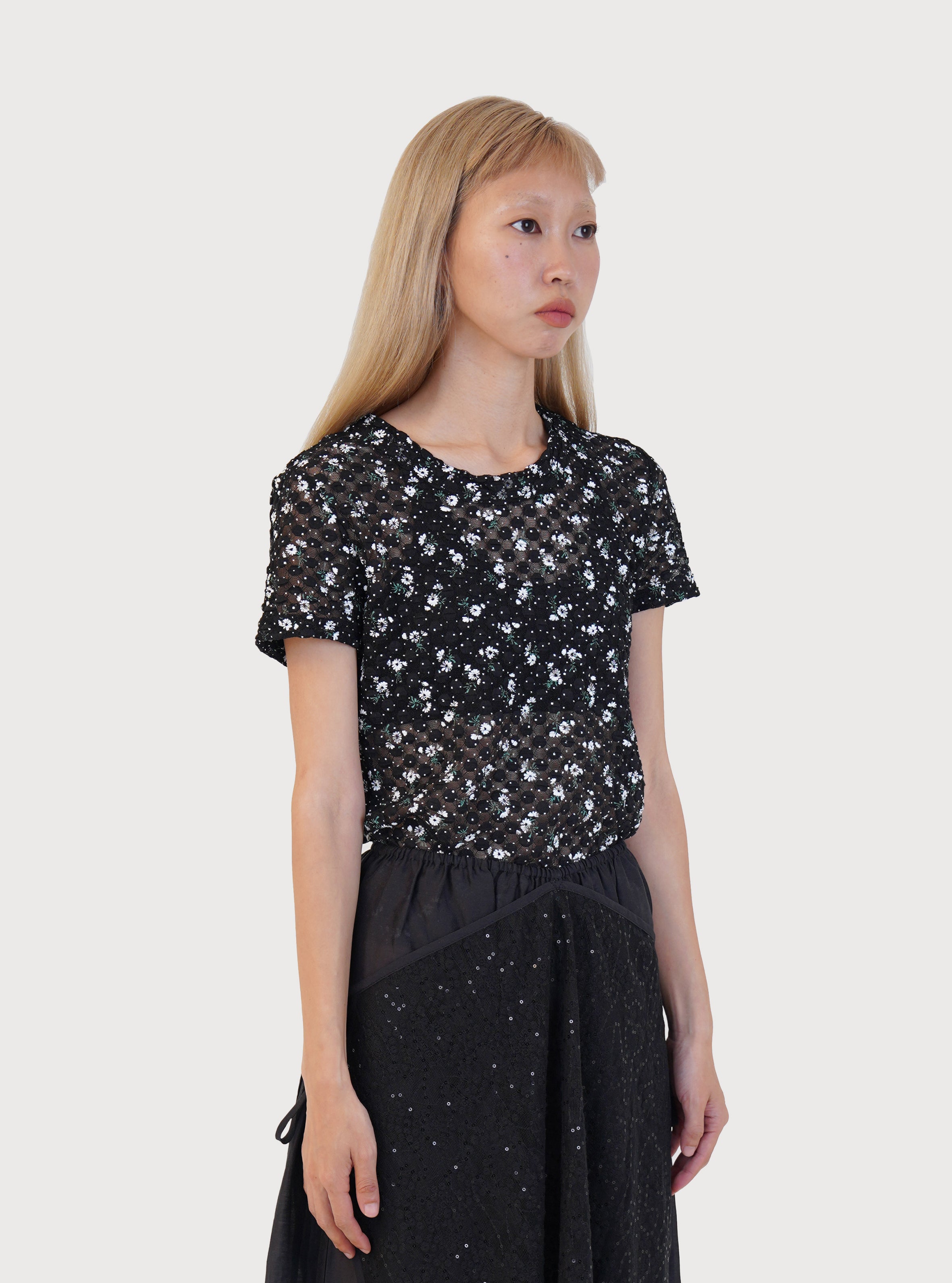 AKOL, T-SHIRT BUBBLE FLOWER_NOIR