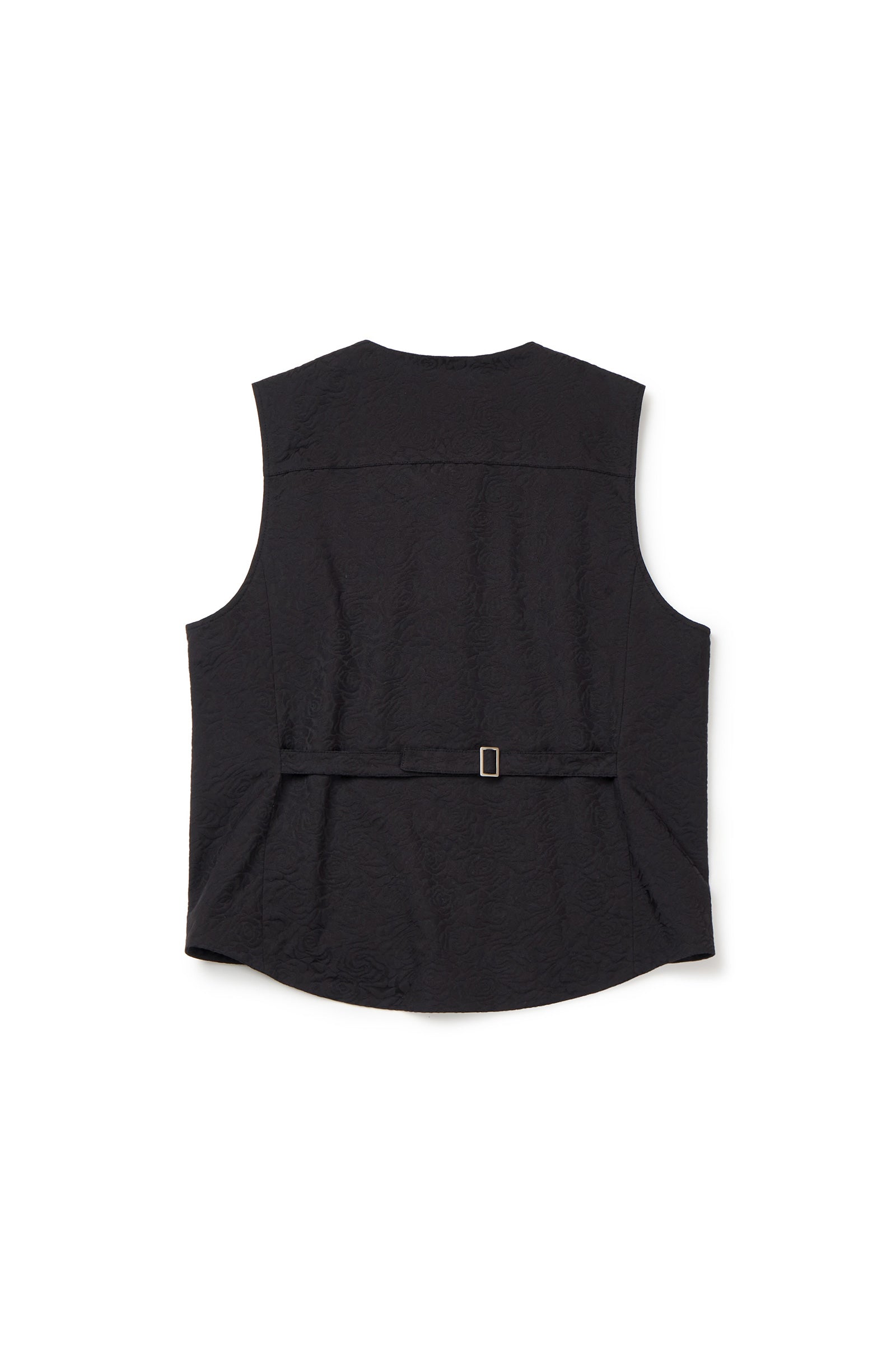 [MEN] FLOWER JACQUARD BELTED VEST_BLACK