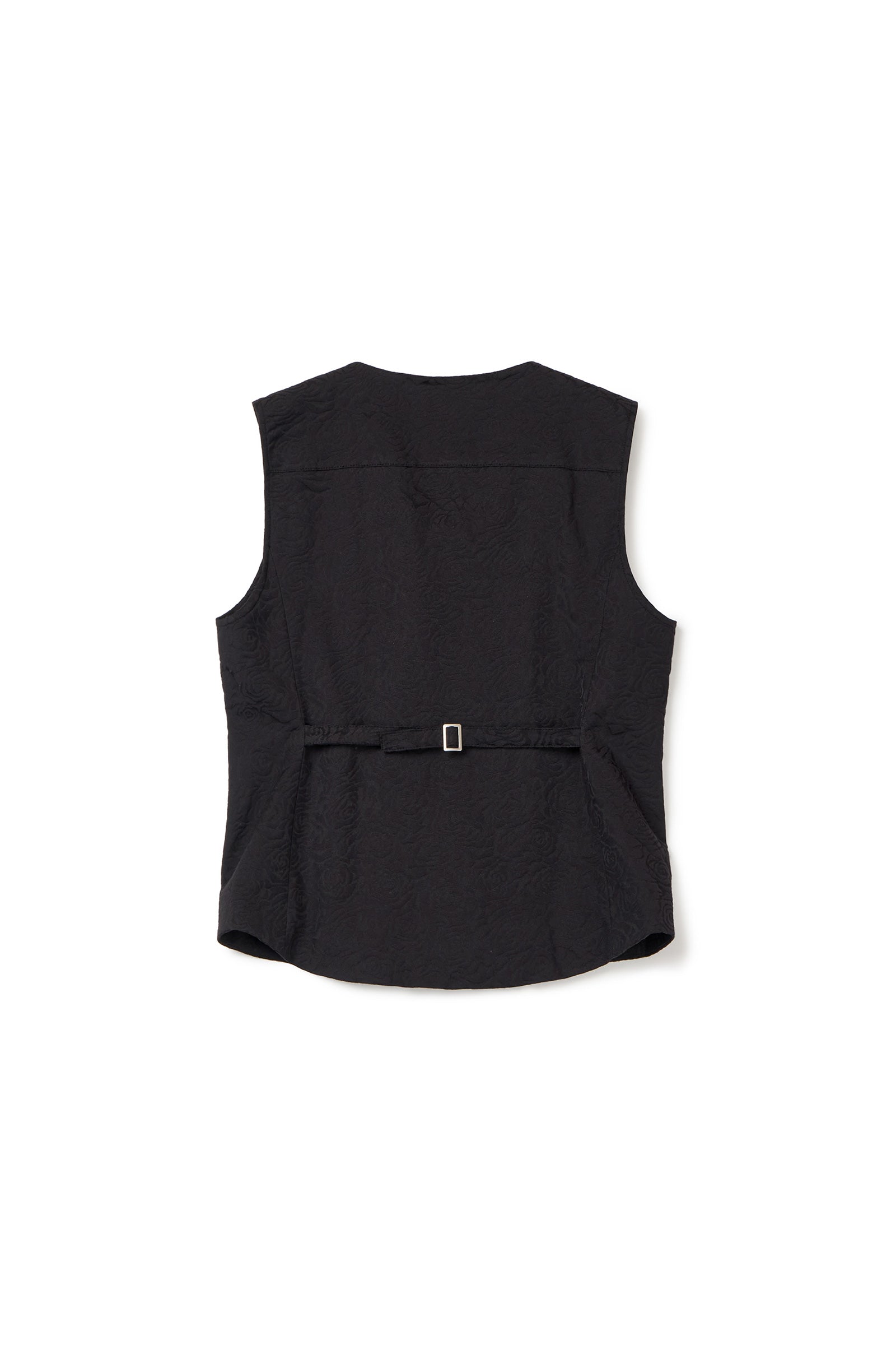[WOMEN] FLOWER JACQUARD BELTED VEST_BLACK