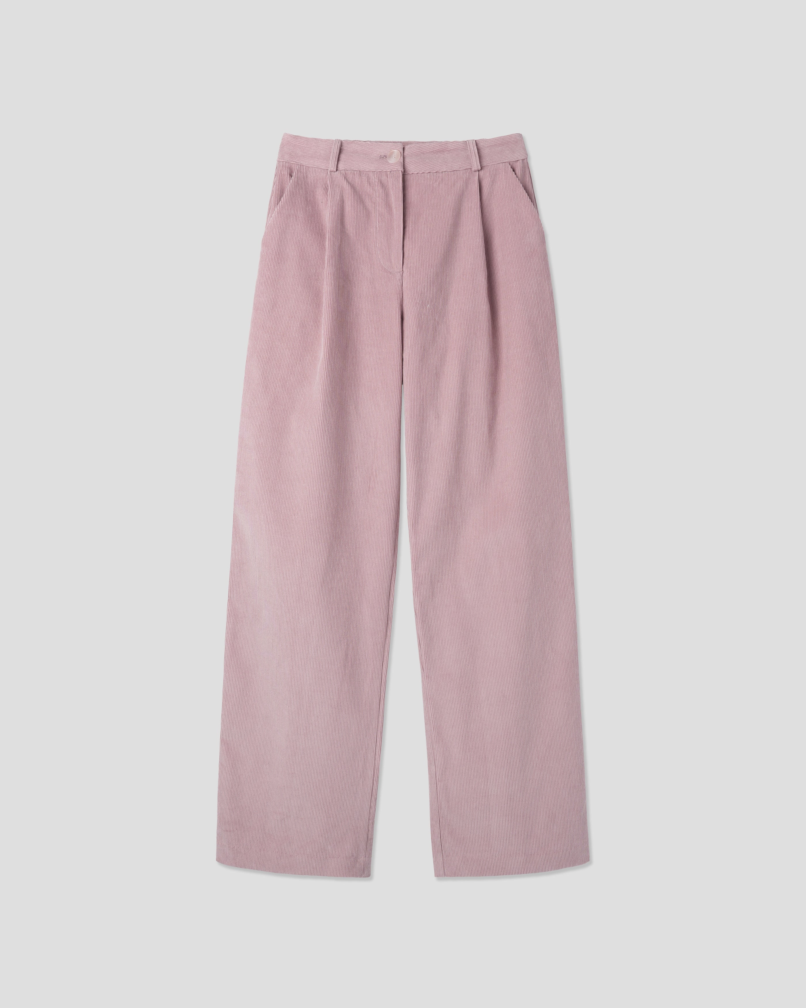 CORDUROY TUCKED PANTS_PINK