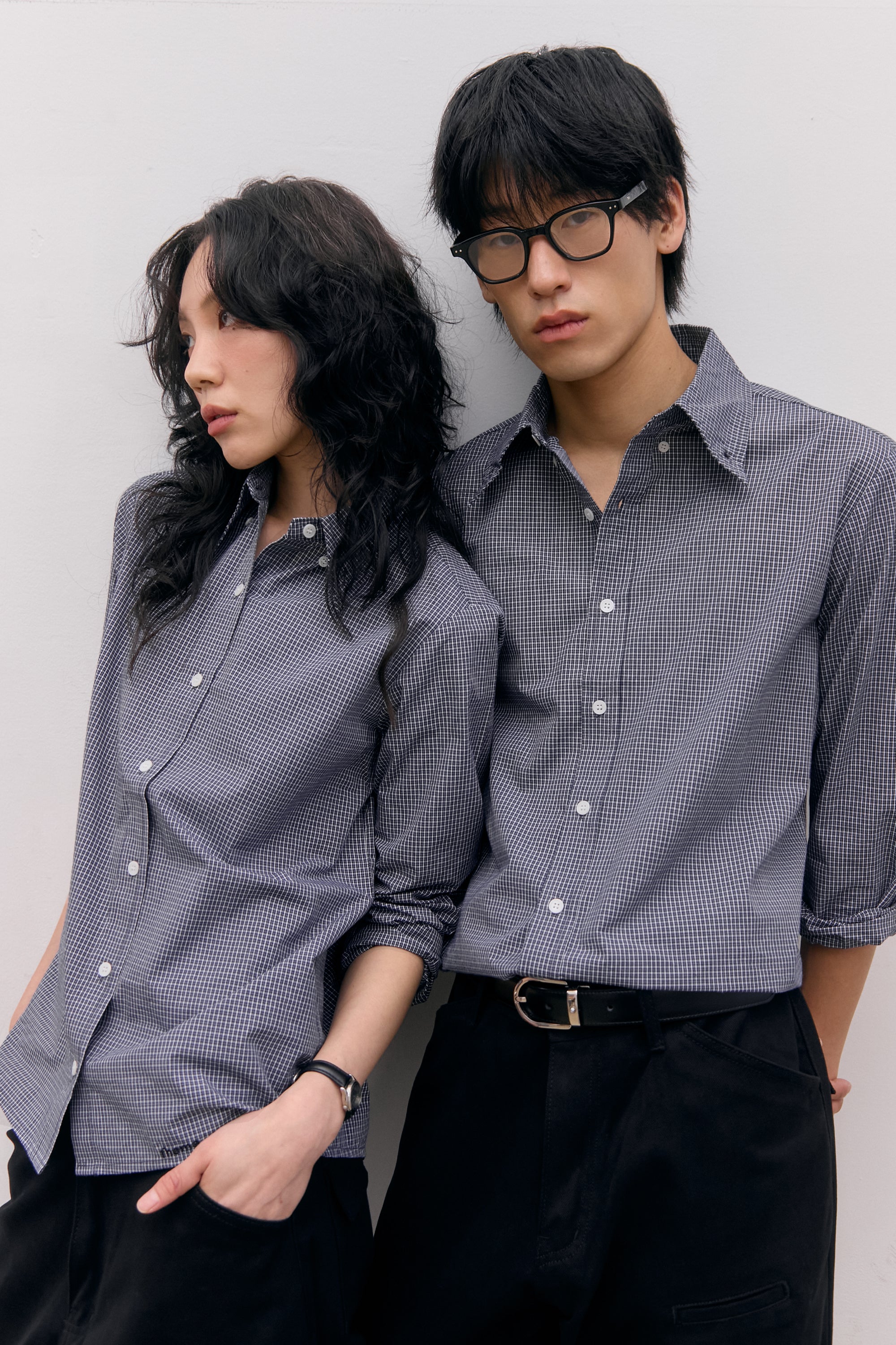 CHEMISE À CARREAUX À MANCHES RETROUSSÉES_NOIR