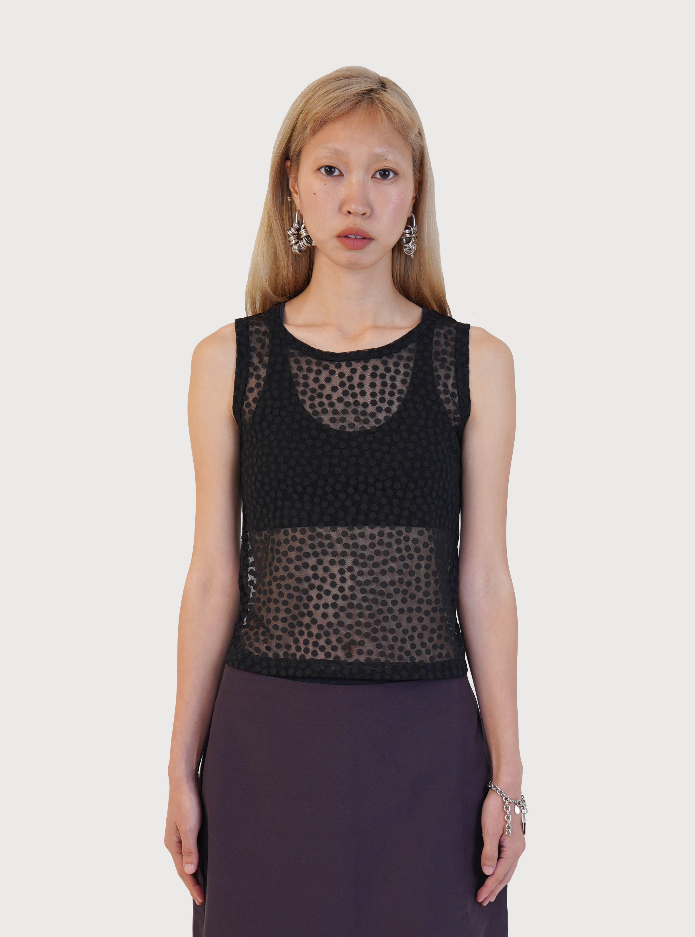 DOTTED SEE-THROUGH LAYER TOP_BLACK