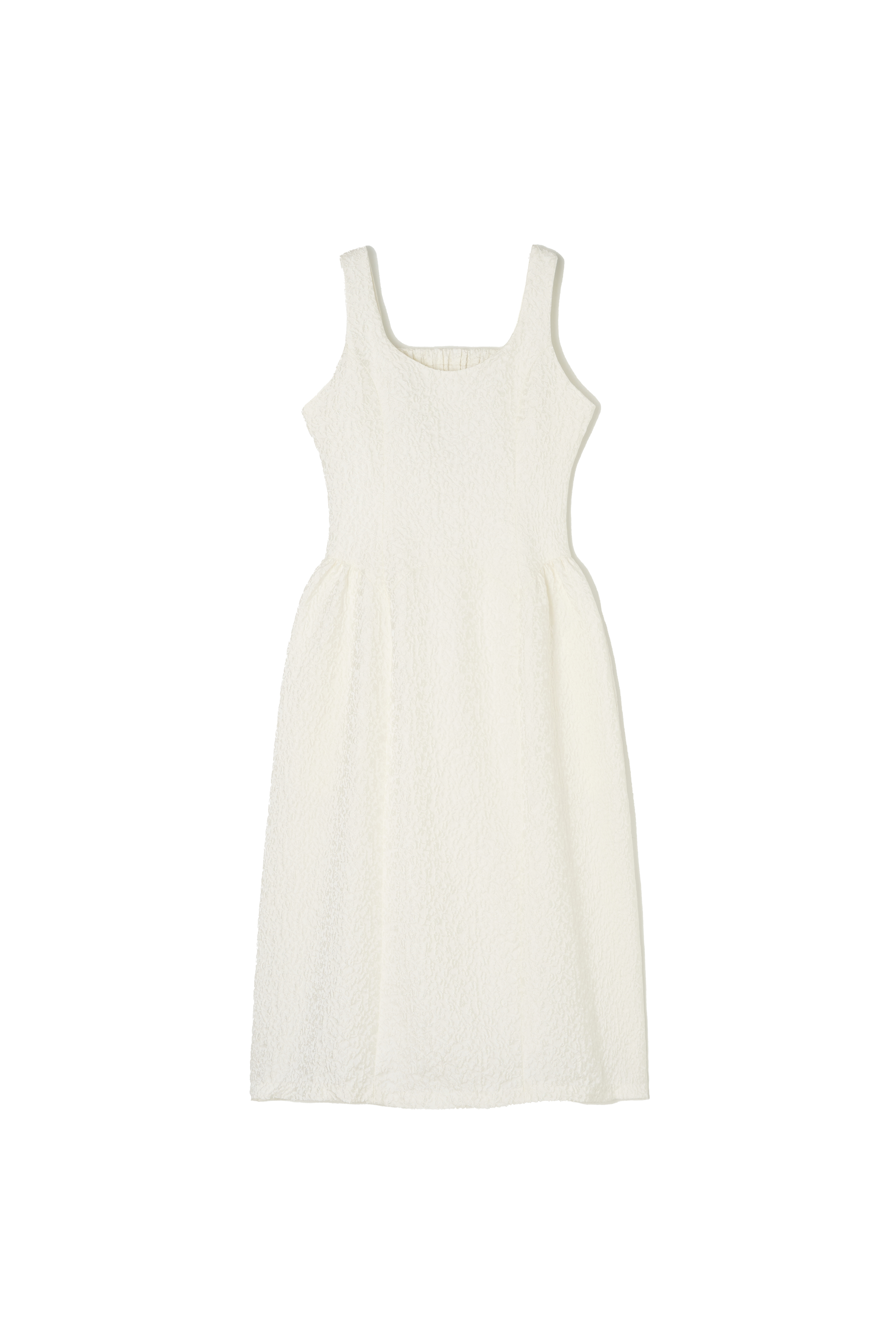 BACK BANDING JACQUARD DRESS_IVORY