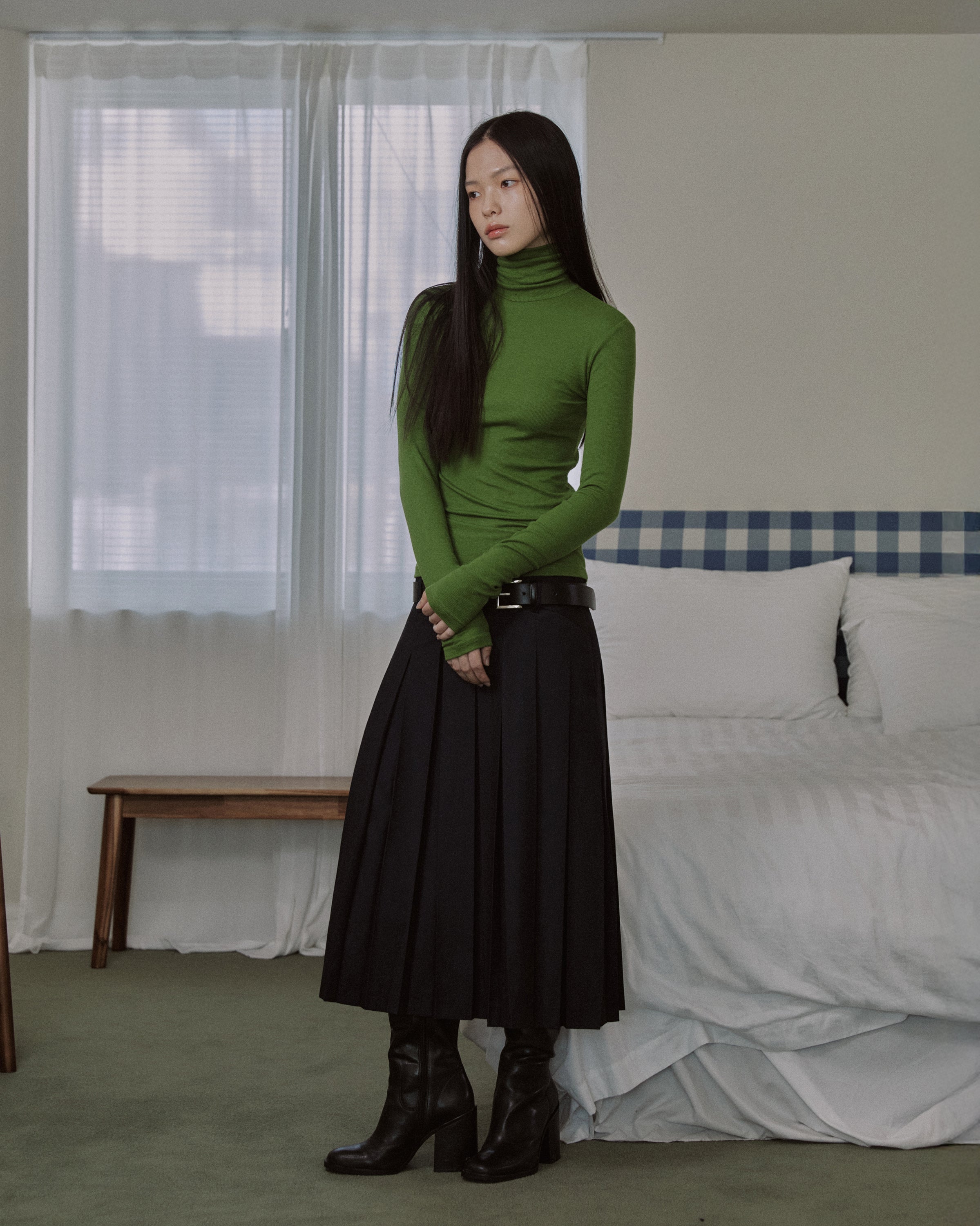 ESSENTIAL RIBBED WOOL TURTLENECK_GREEN