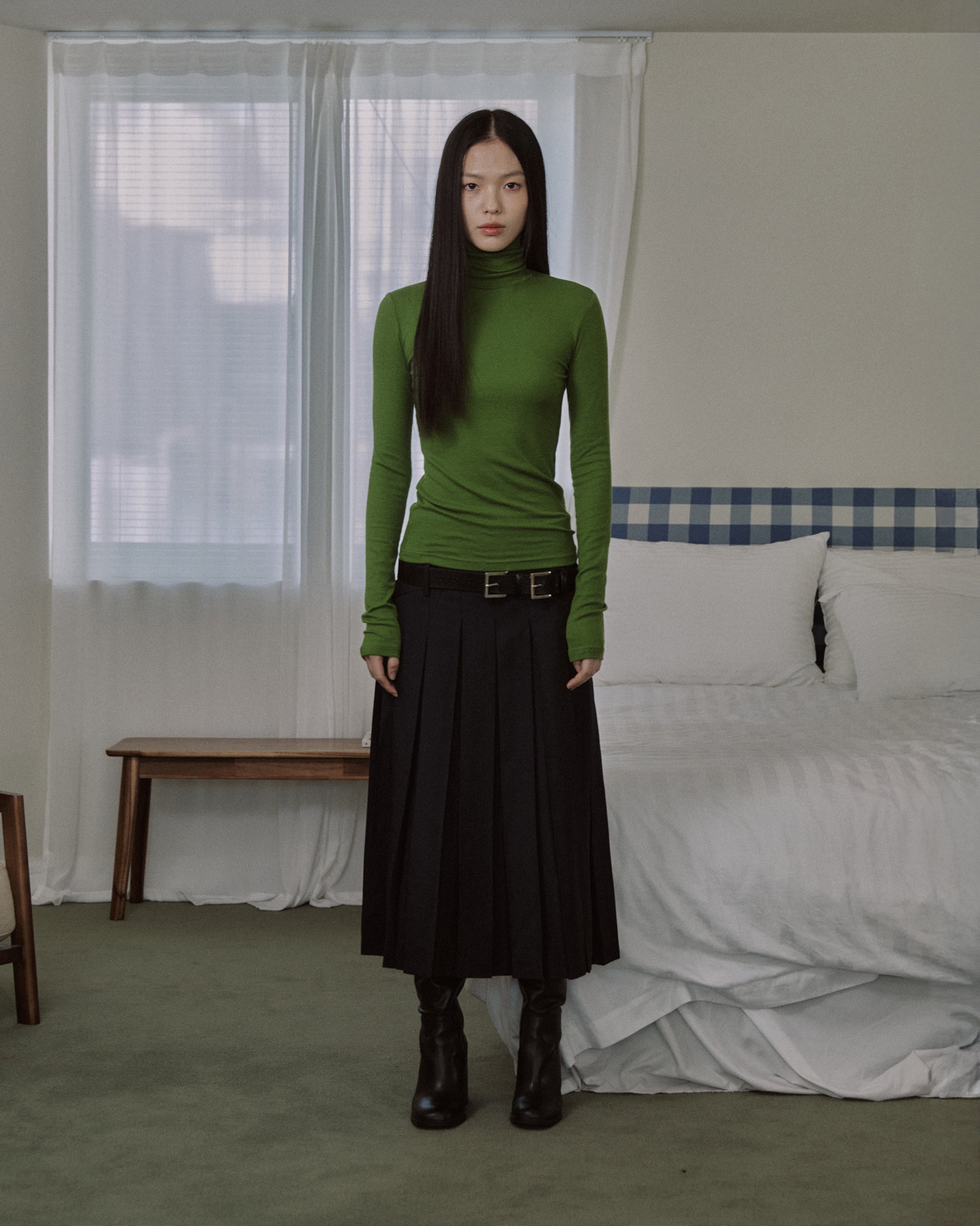 ESSENTIAL RIBBED WOOL TURTLENECK_GREEN