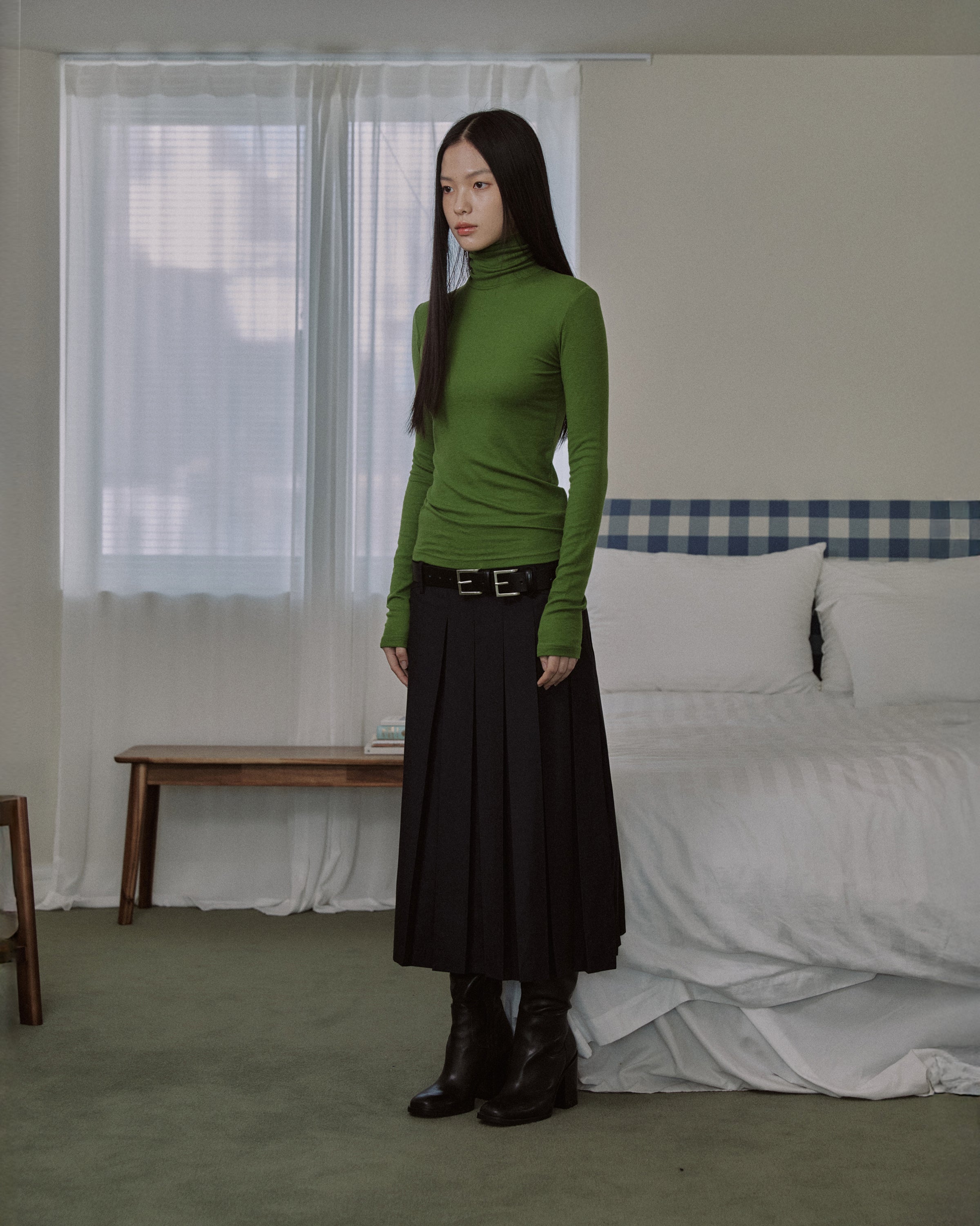 ESSENTIAL RIBBED WOOL TURTLENECK_GREEN