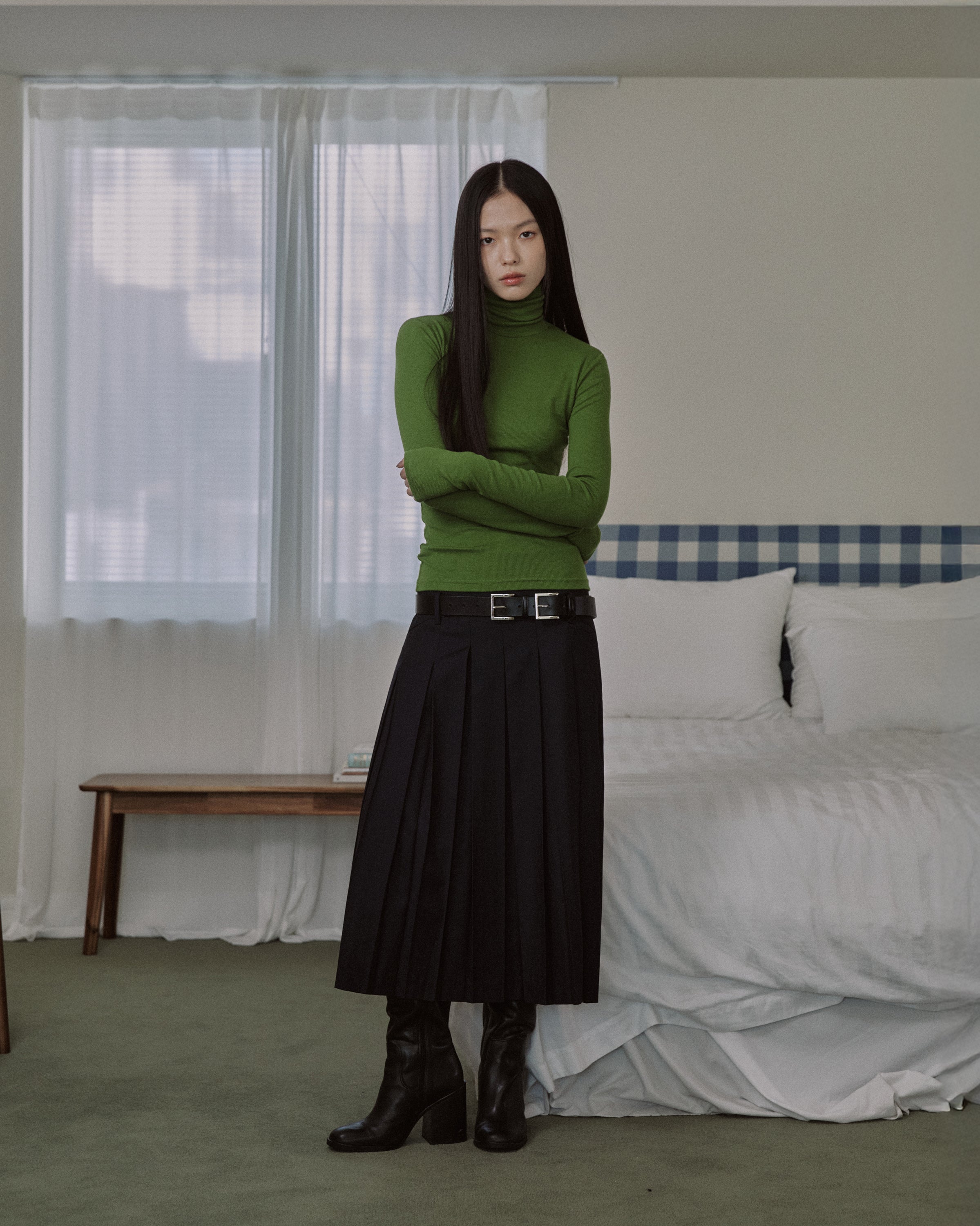 ESSENTIAL RIBBED WOOL TURTLENECK_GREEN