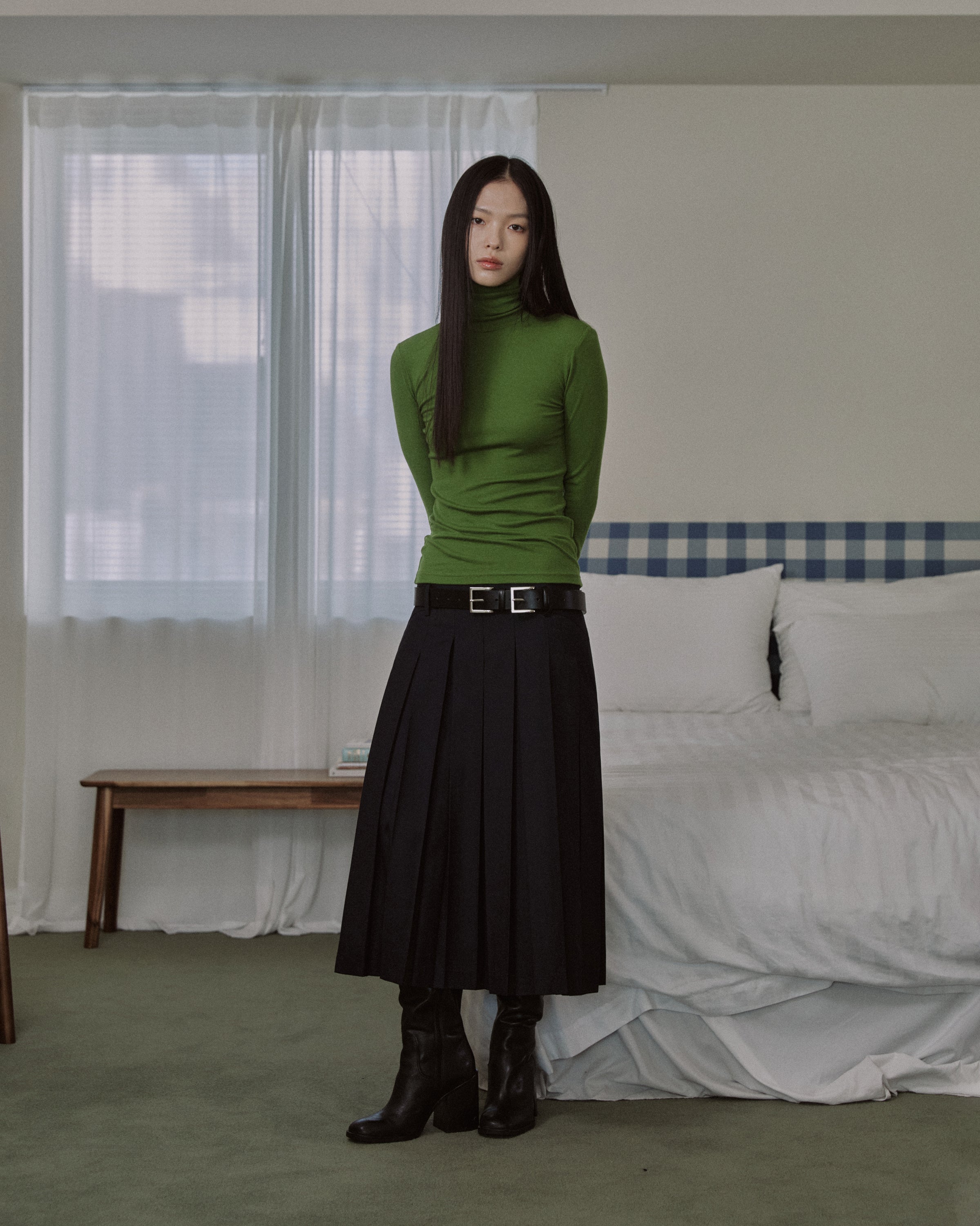 ESSENTIAL RIBBED WOOL TURTLENECK_GREEN