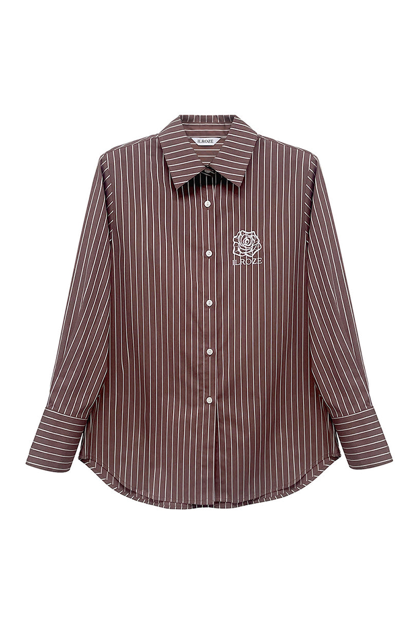 ROZE STRIPE SHIRT_BROWN