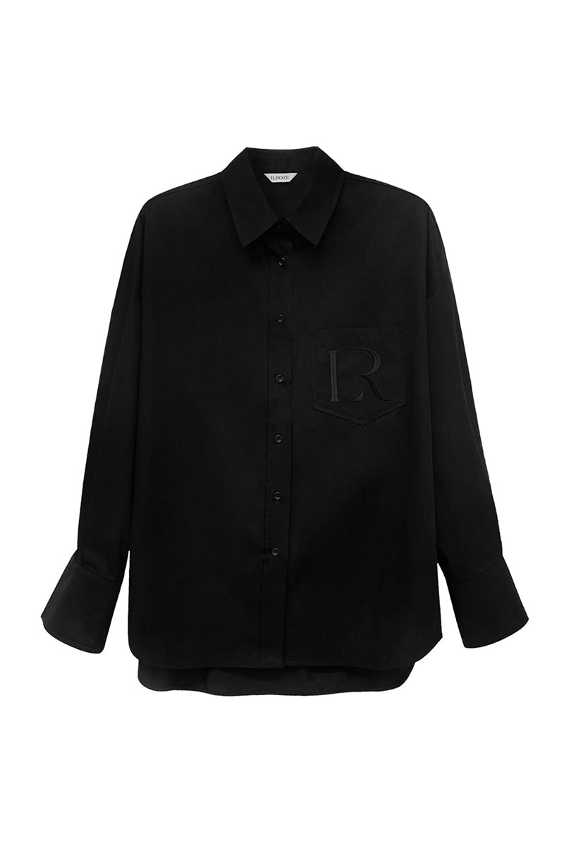 R-LOGO OVERSIZED SHIRT_BLACK