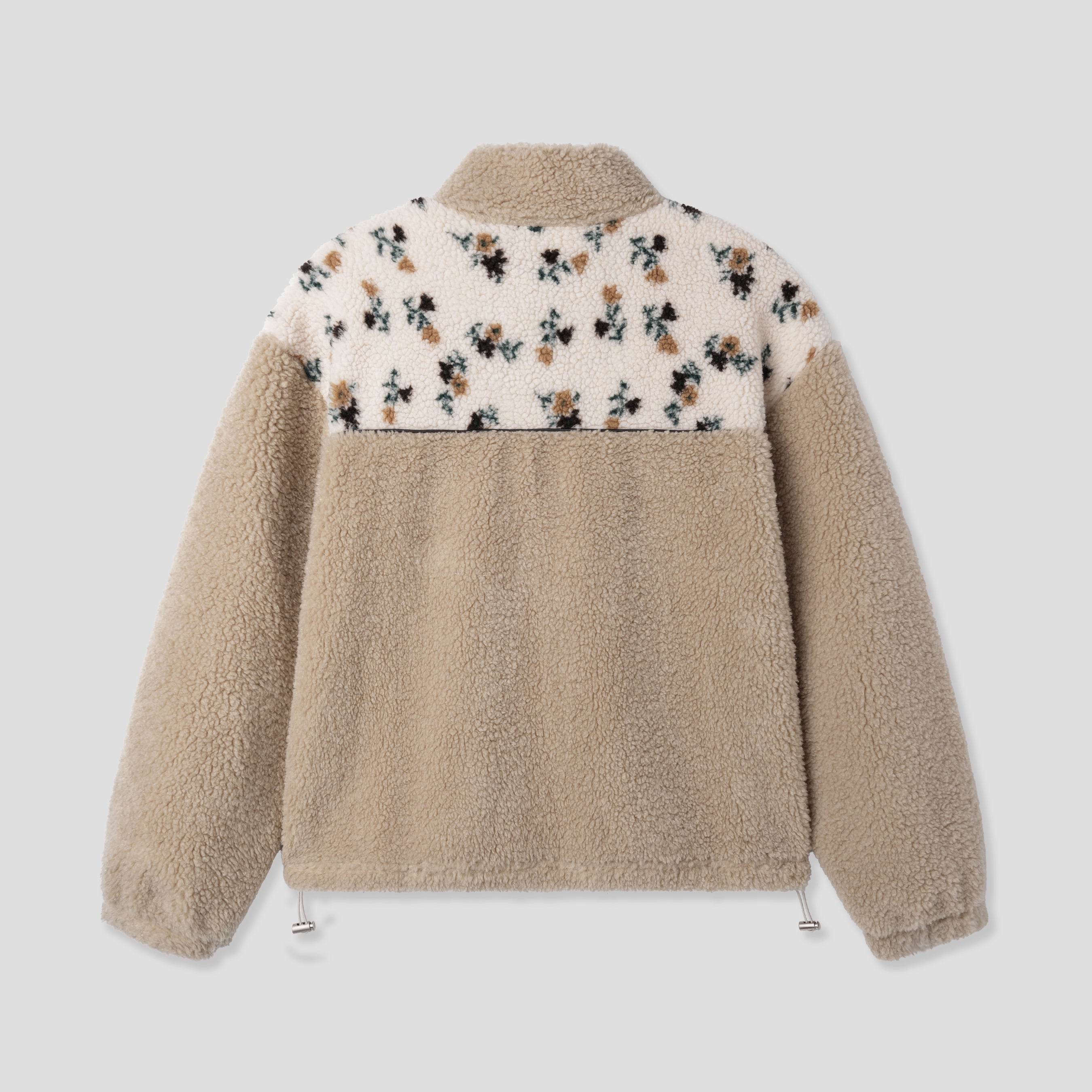 FLOWER FLEECE ZIP UP_BEIGE