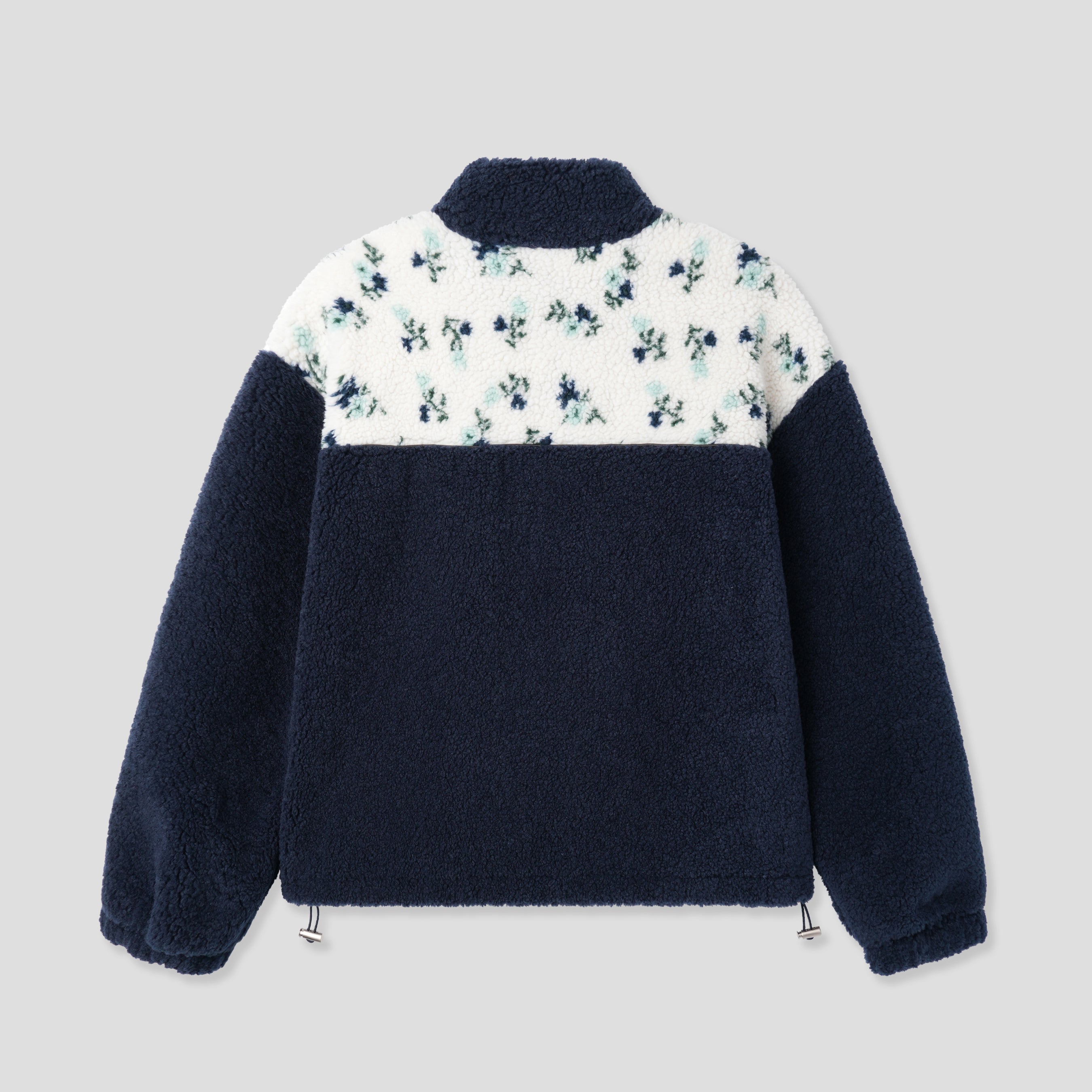 FLOWER FLEECE ZIP UP_BLEU MARINE