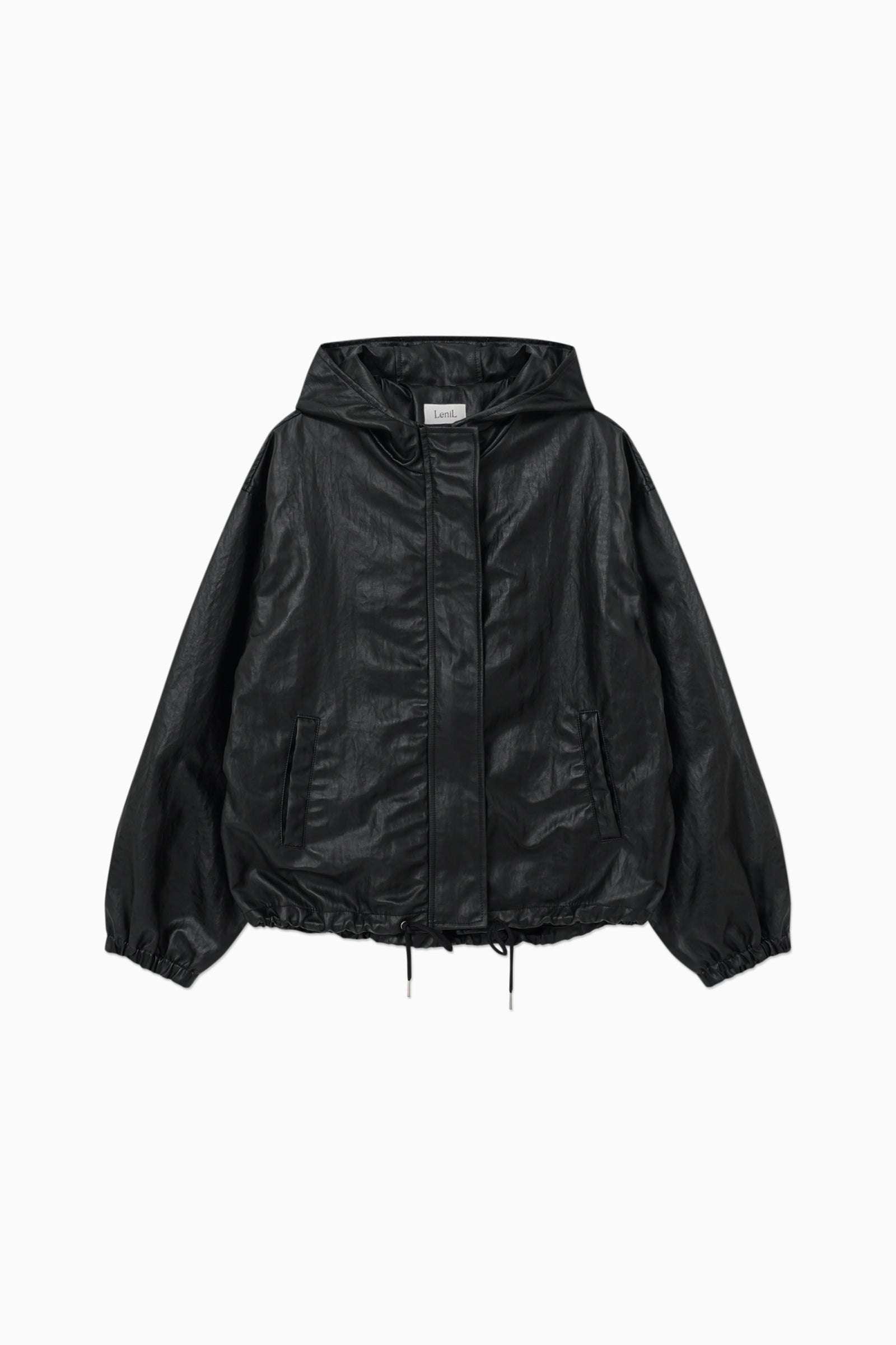 VESTE EN CUIR À CAPUCHE MORGAN_NOIR