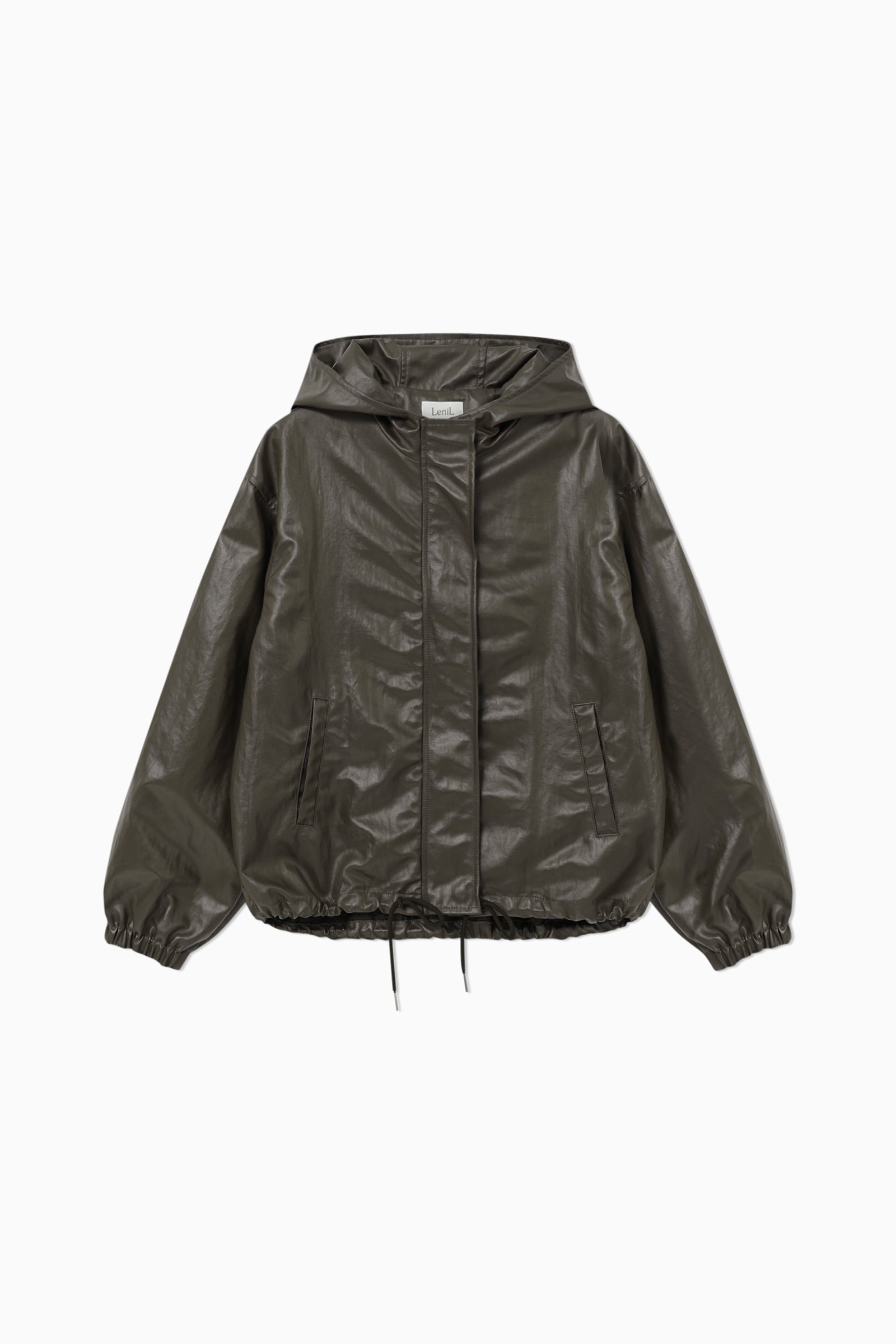 VESTE EN CUIR À CAPUCHE MORGAN_KAKI