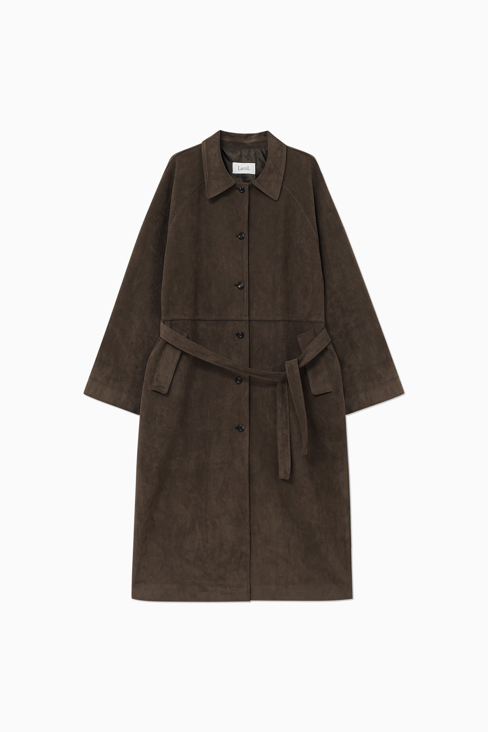 MANTEAU LONG EN SUÉDINE_MARRON