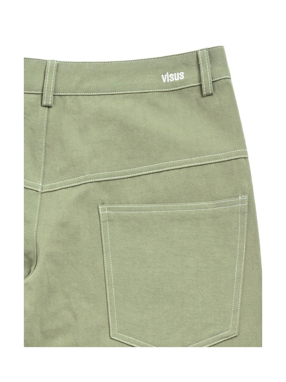 VISUS, PANTALON EN COTON SURPIQUÉ_VERT GIVRÉ