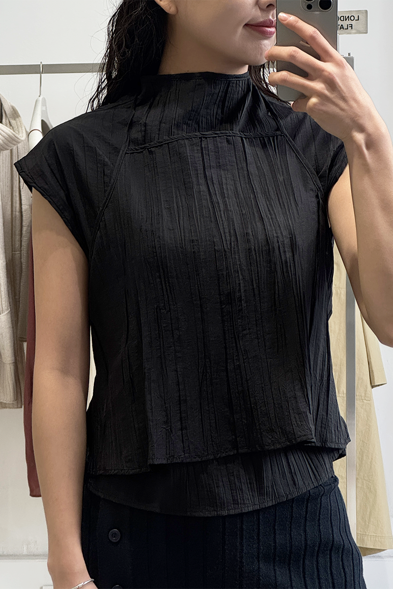 HIGH NECK LAYERED SET UP_BLACK