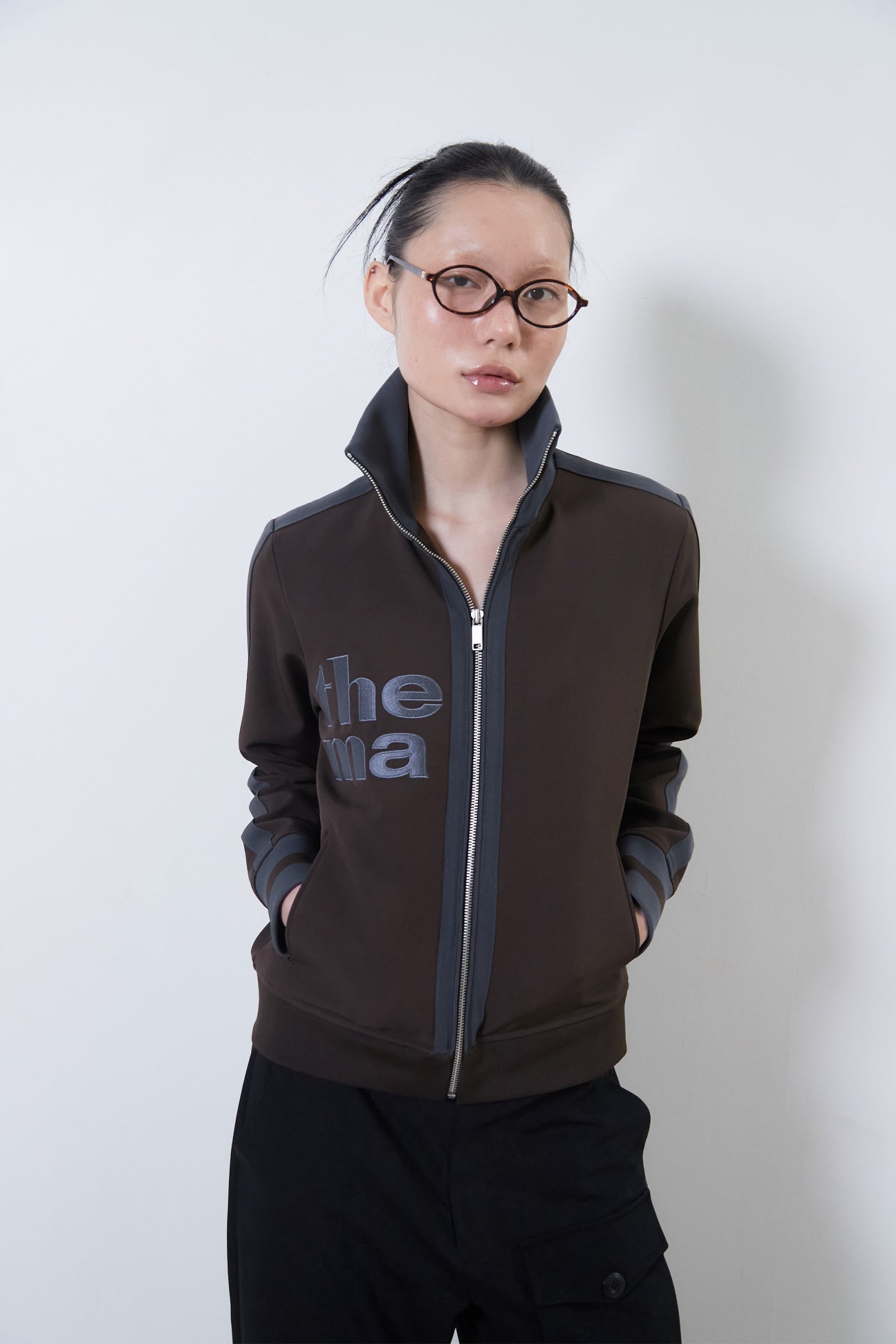THEMA EMBROIDER MIXED JERSEY_DARK BROWN