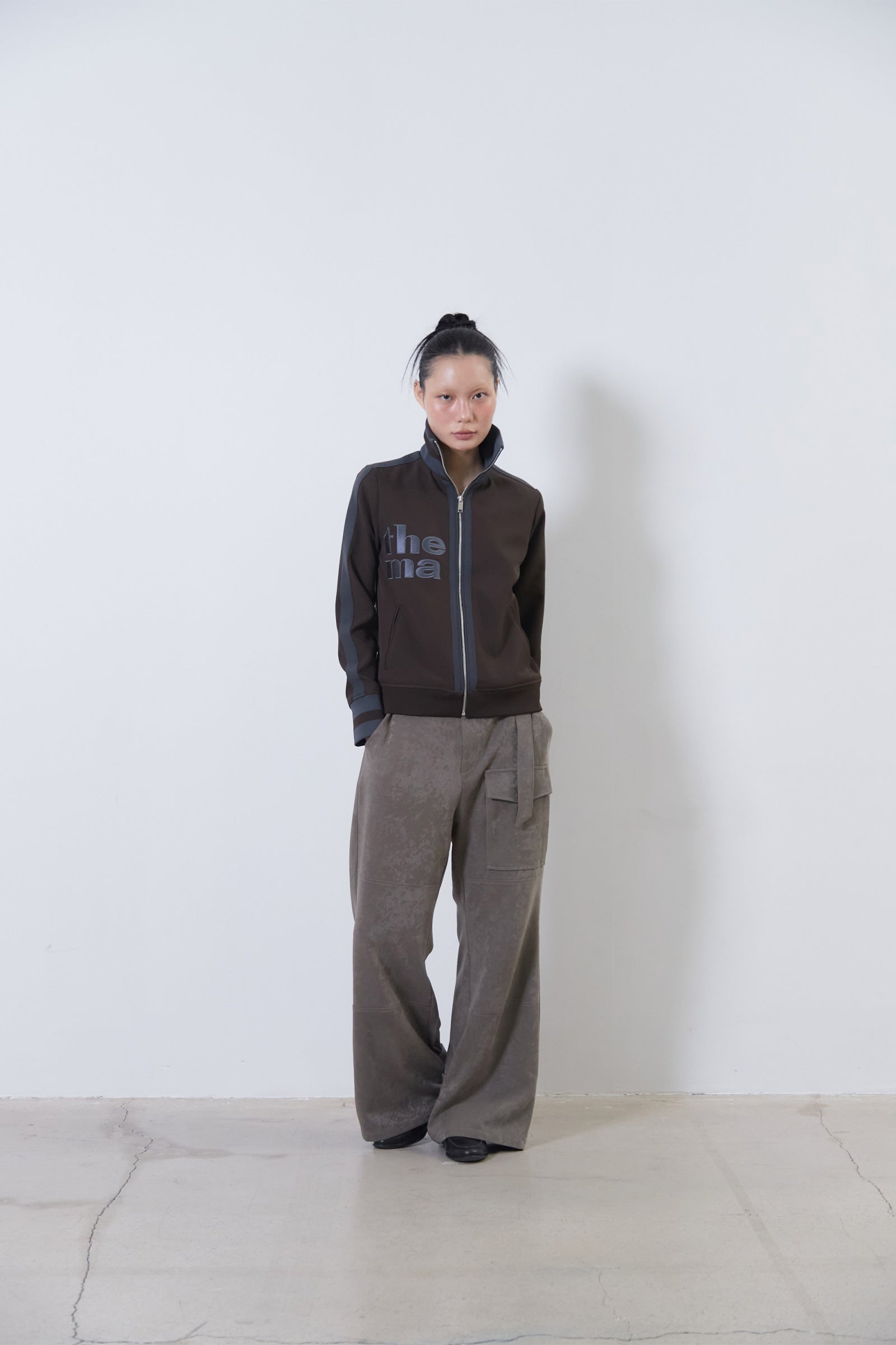 THEMA EMBROIDER MIXED JERSEY_DARK BROWN