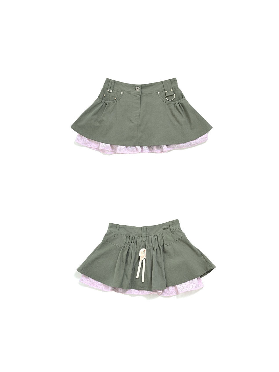 VISUS, MINI-JUPE EN DENTELLE LILY_KHAKI