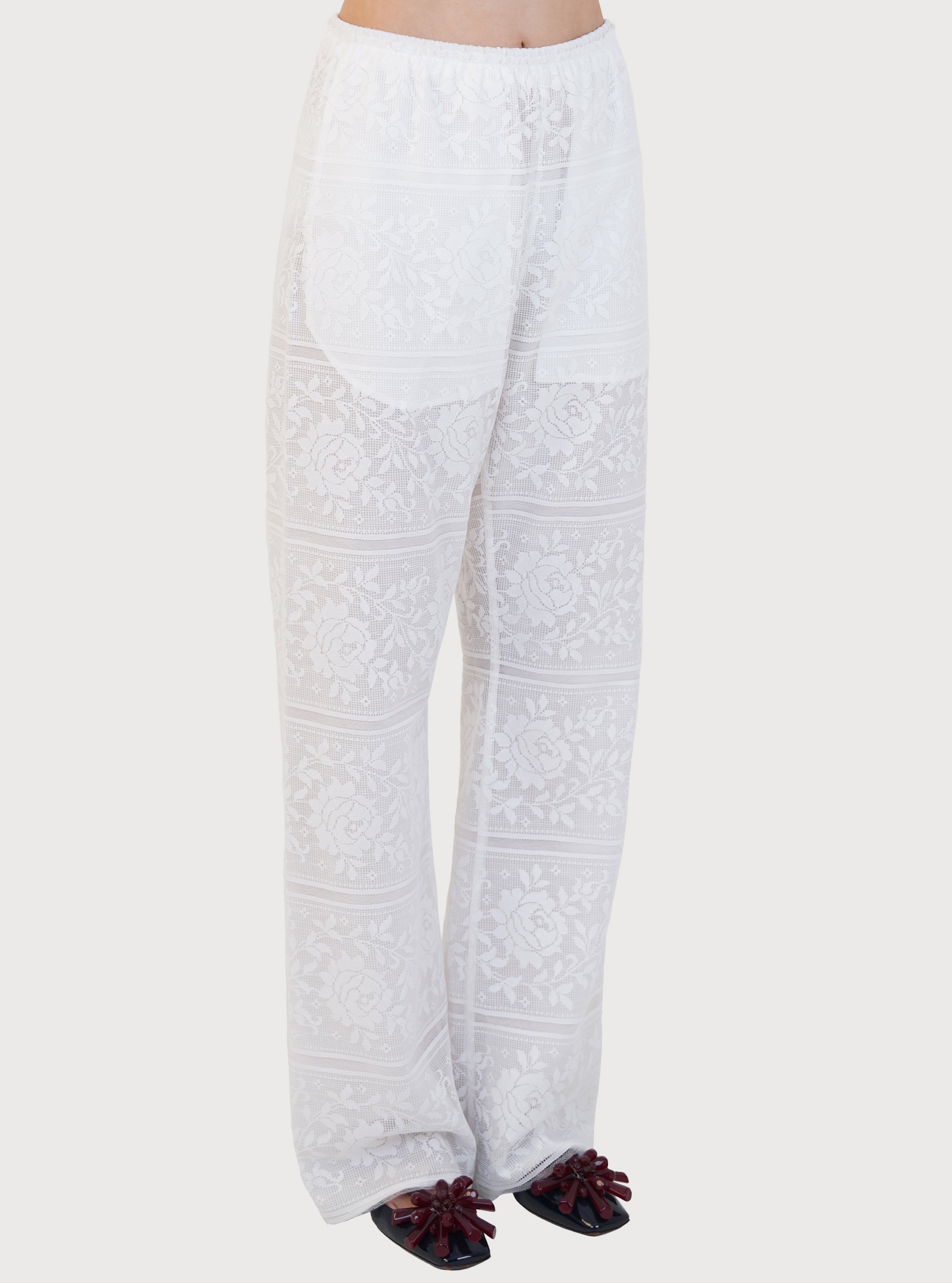 AKOL, PANTALON EASY LACE_BLANC