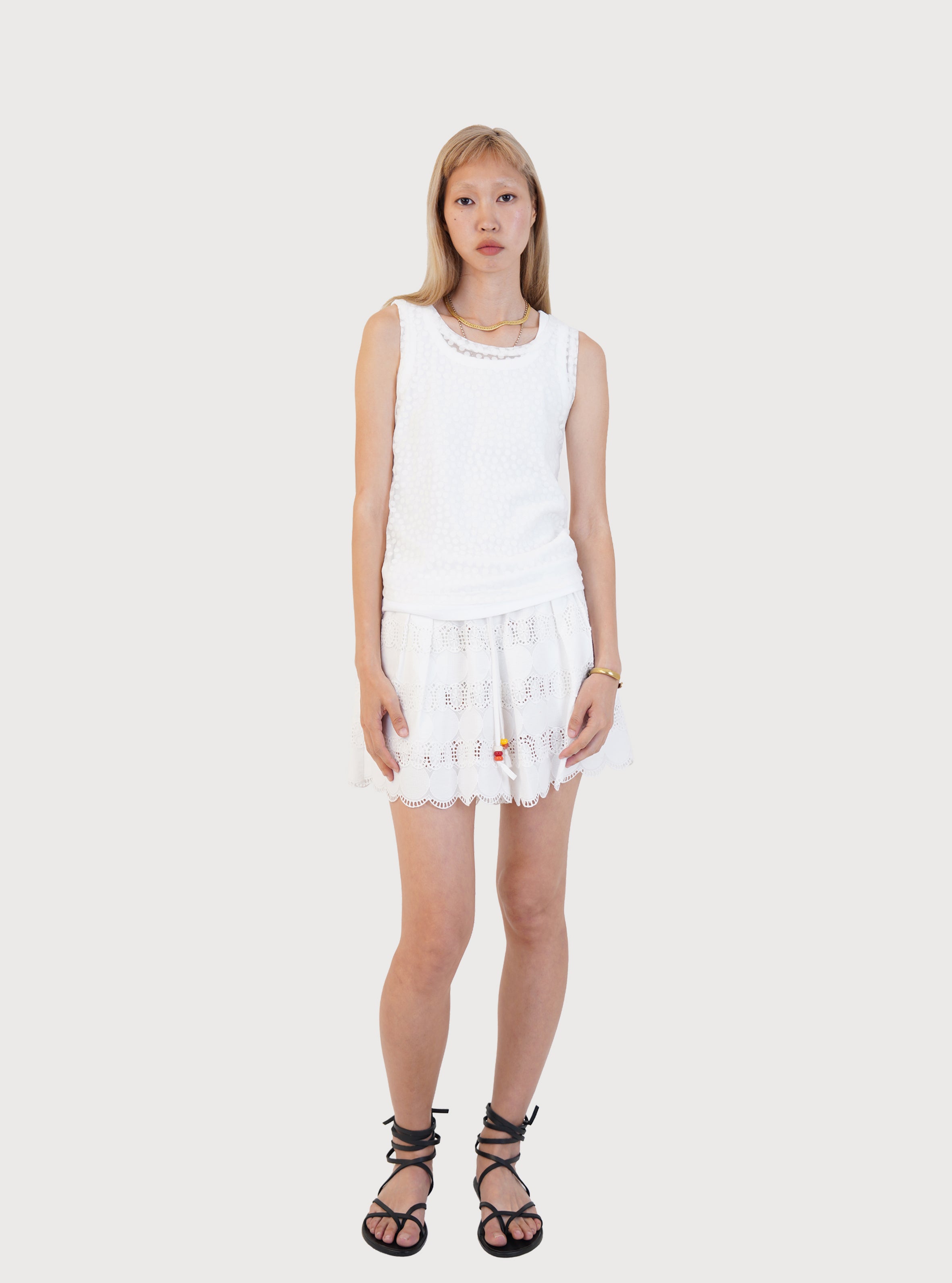 LACE TAPE SUMMER SHORTS_WHITE