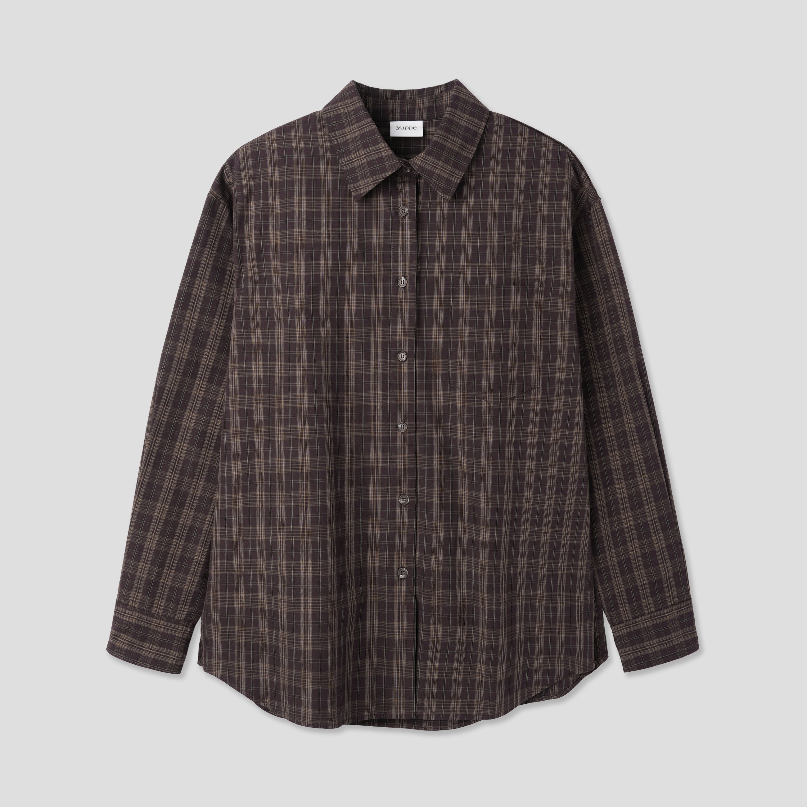 LINE CHECK SHIRT_MARRON