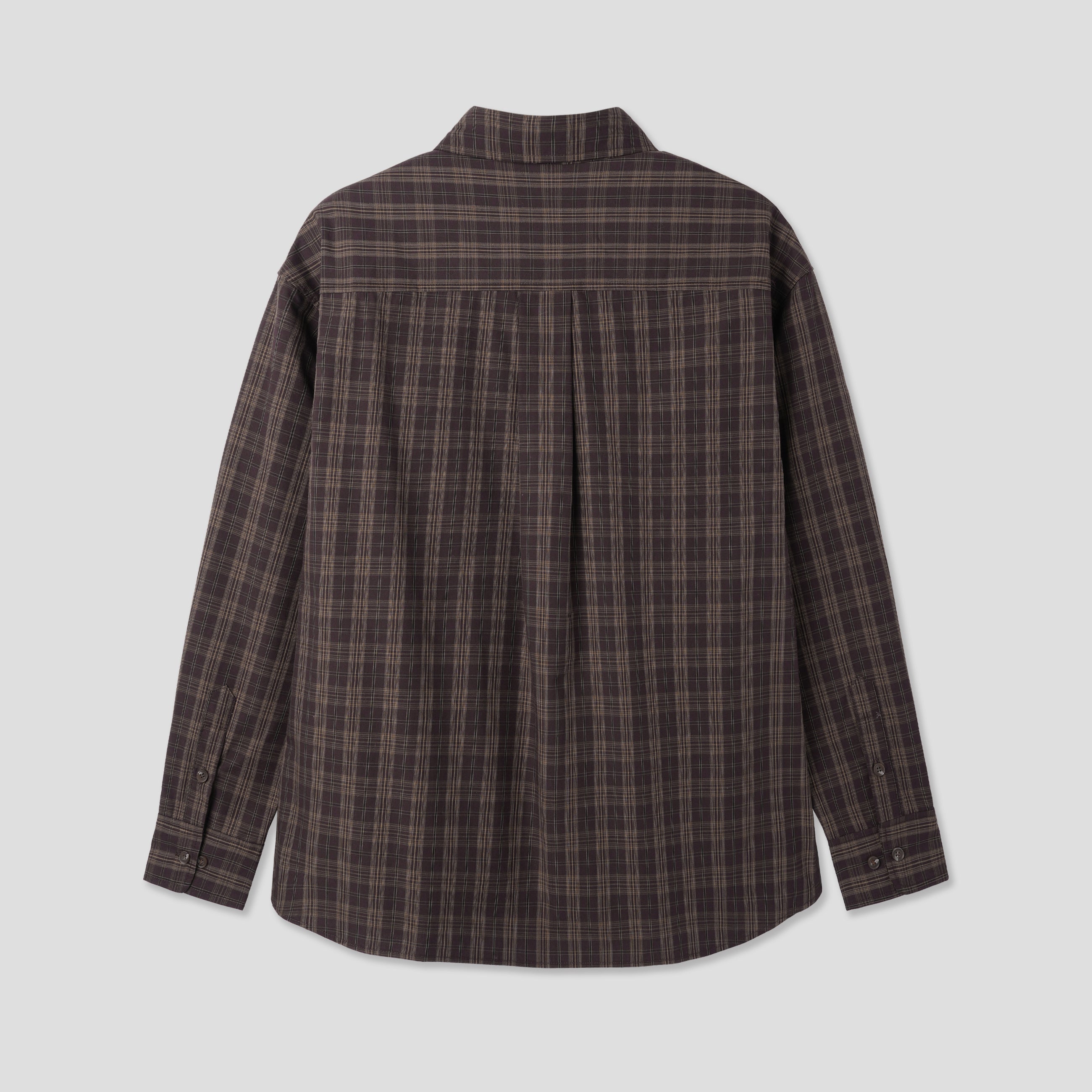 LINE CHECK SHIRT_MARRON