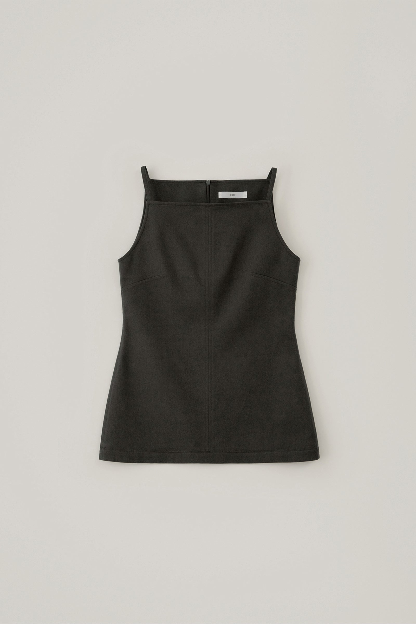 BLOUSE SANS MANCHES EN LIN_MARRON FONCÉ