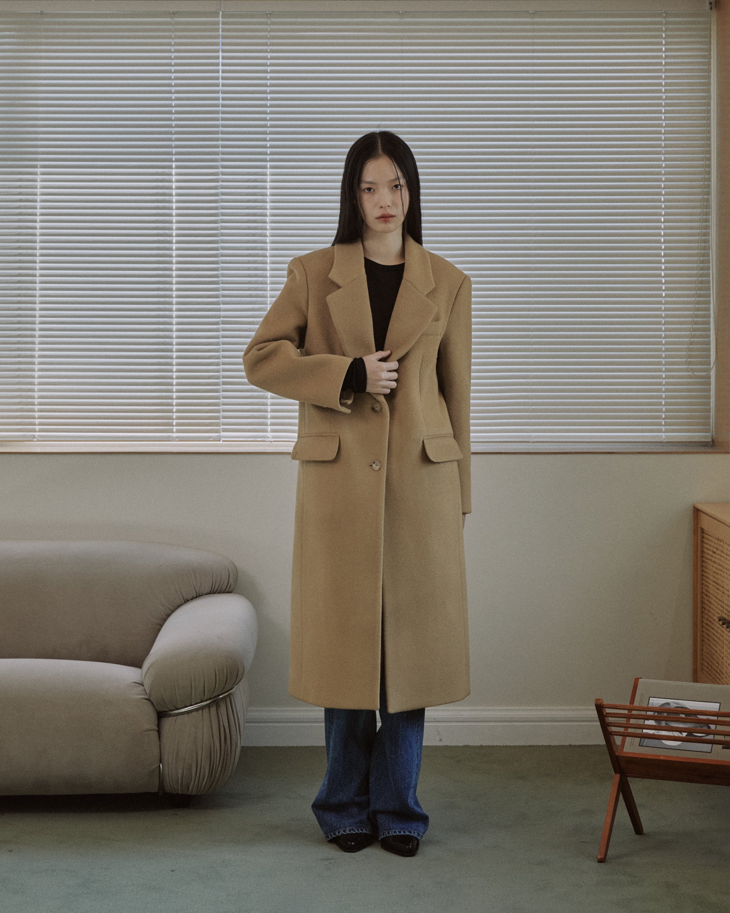 TAILORED WOOL SINGLE COAT_CAMEL