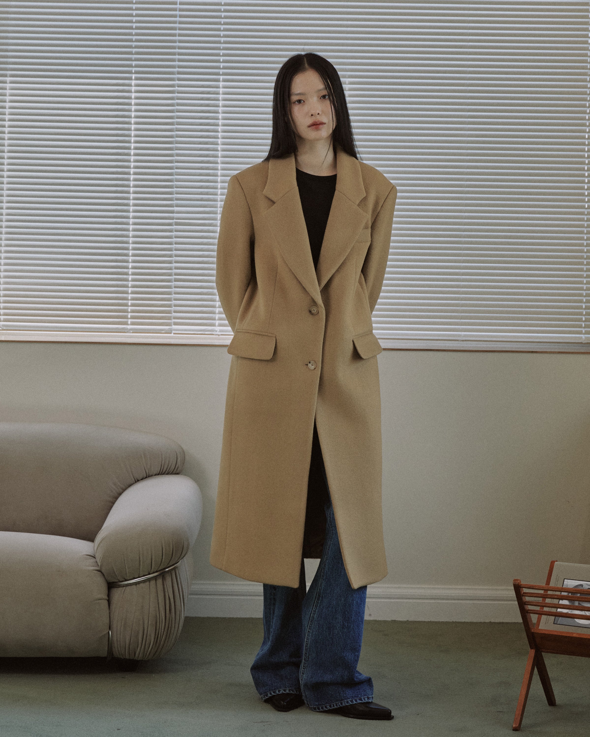 TAILORED WOOL SINGLE COAT_CAMEL