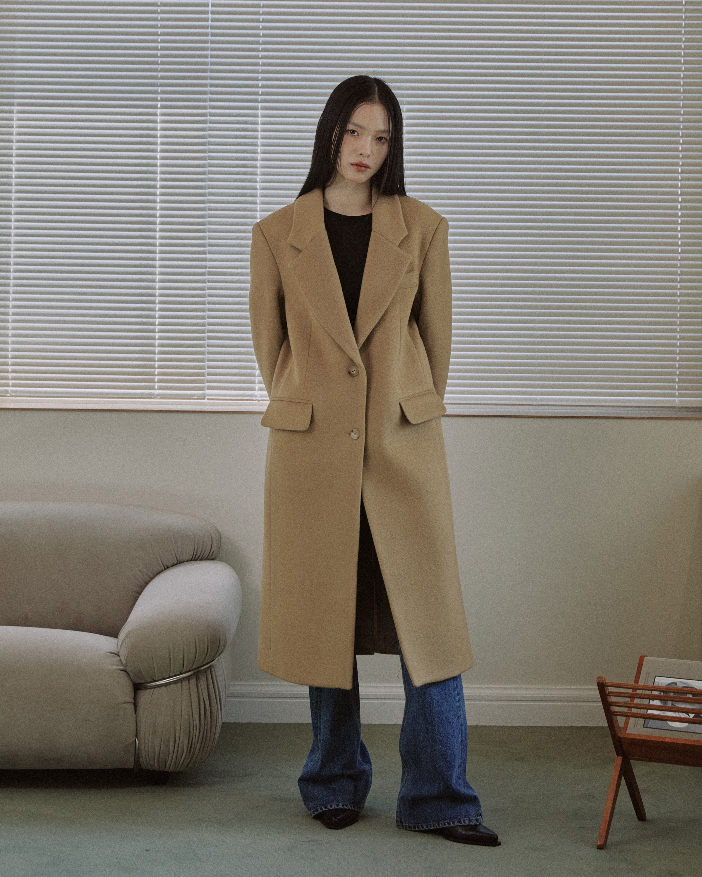 TAILORED WOOL SINGLE COAT_CAMEL