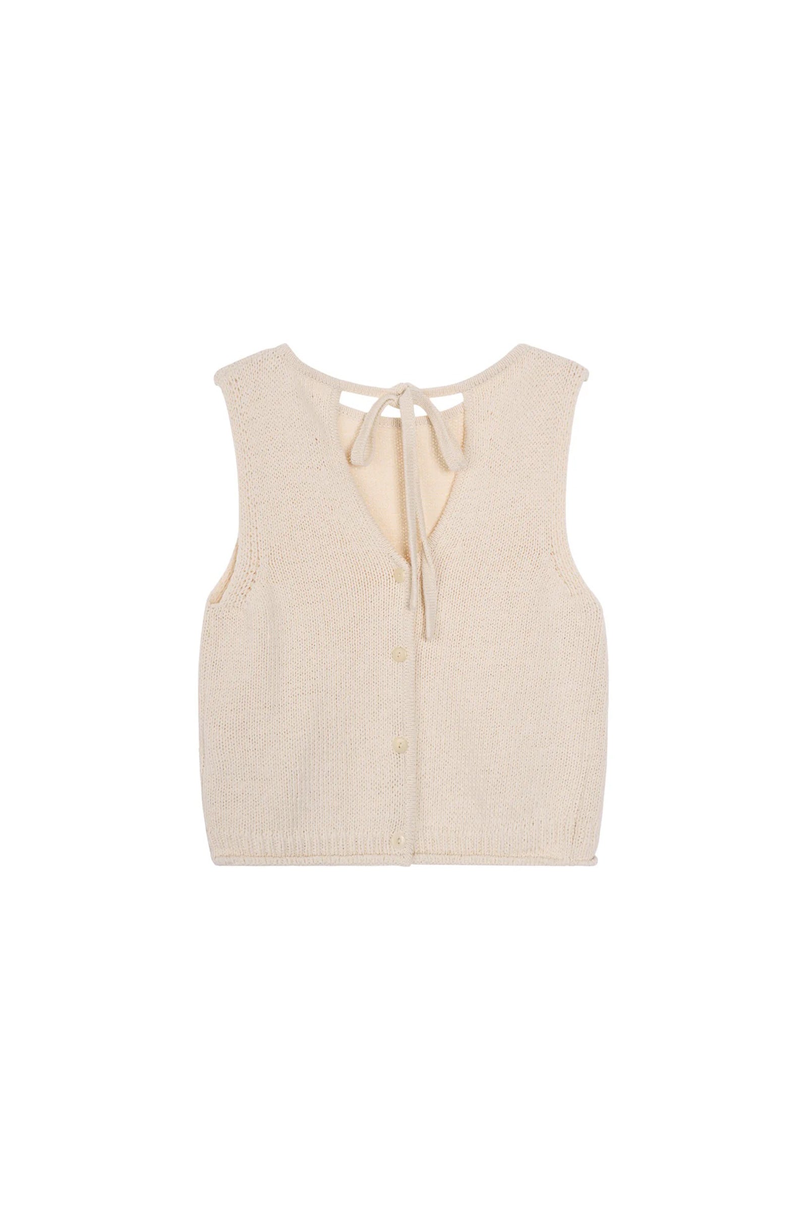 MOUI RIBBON STRAP OPEN VEST _CREAM