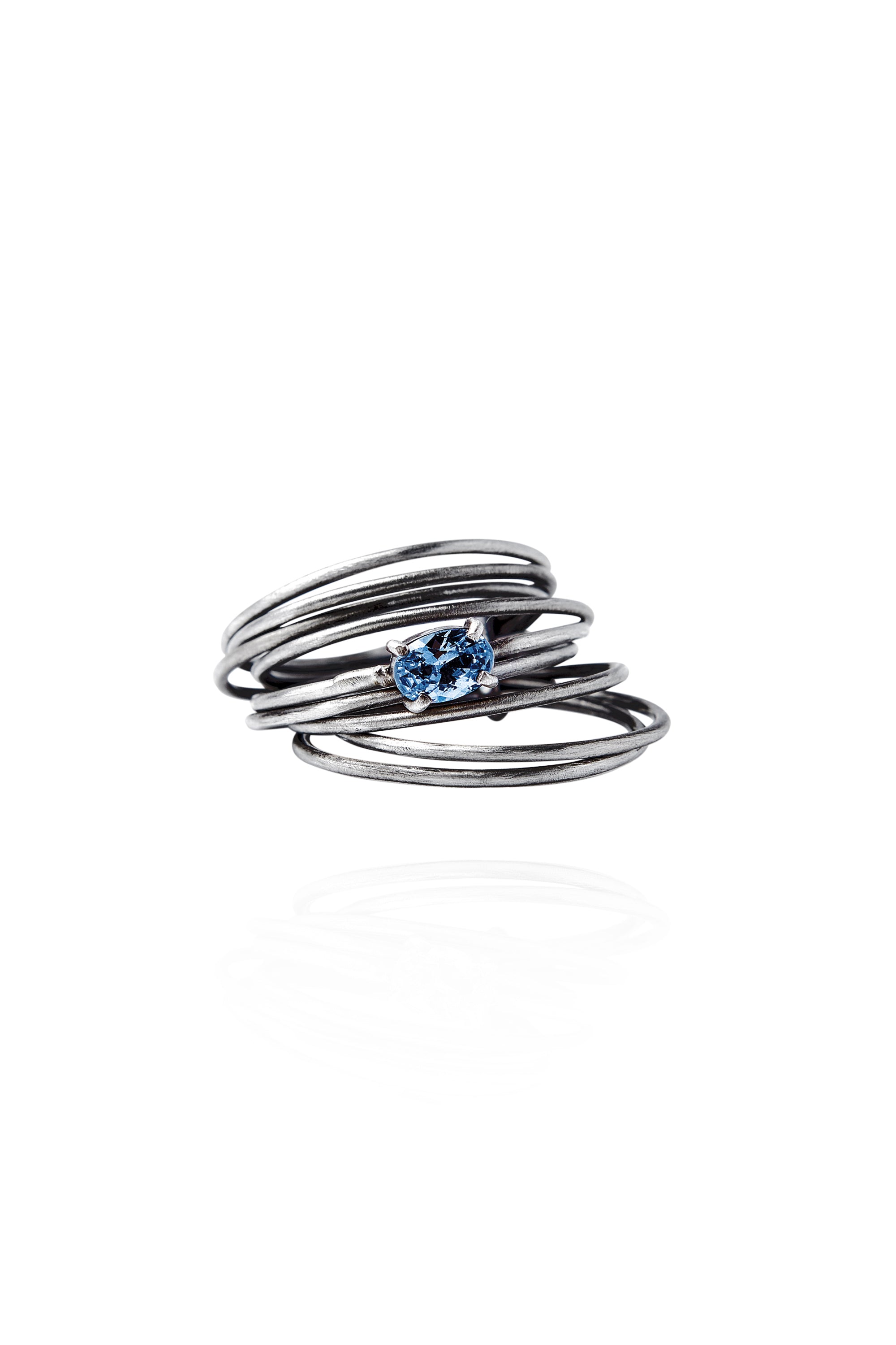 MOONLIGHT STONE, BAGUE ORBIT_TOPAZ BLEU