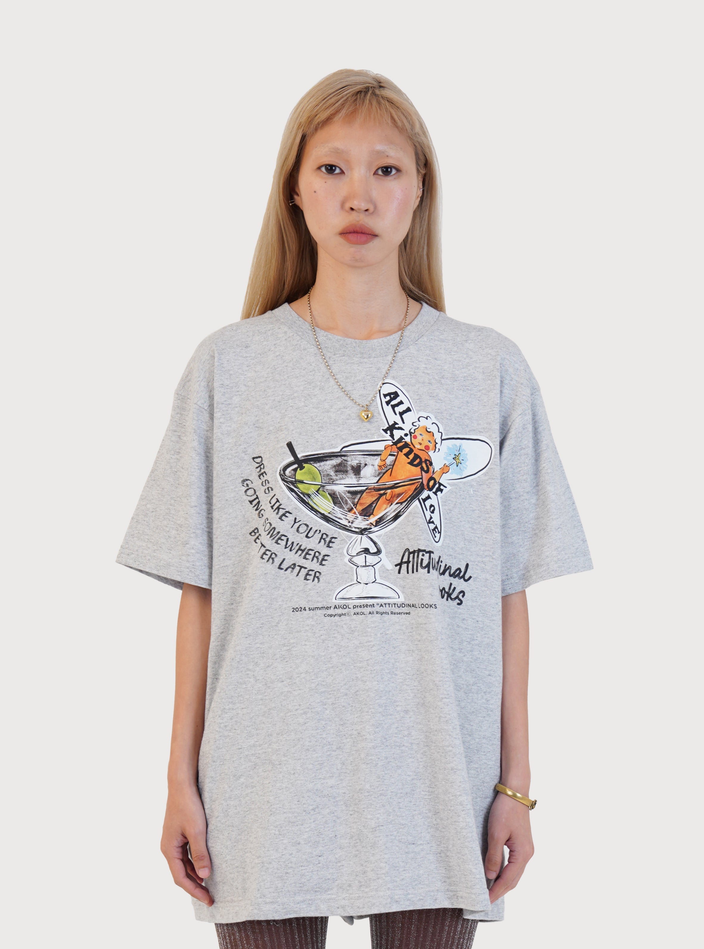 OVERSIZED ATTITUDINAL LOOKS GRAPHIC TEE_GRAY