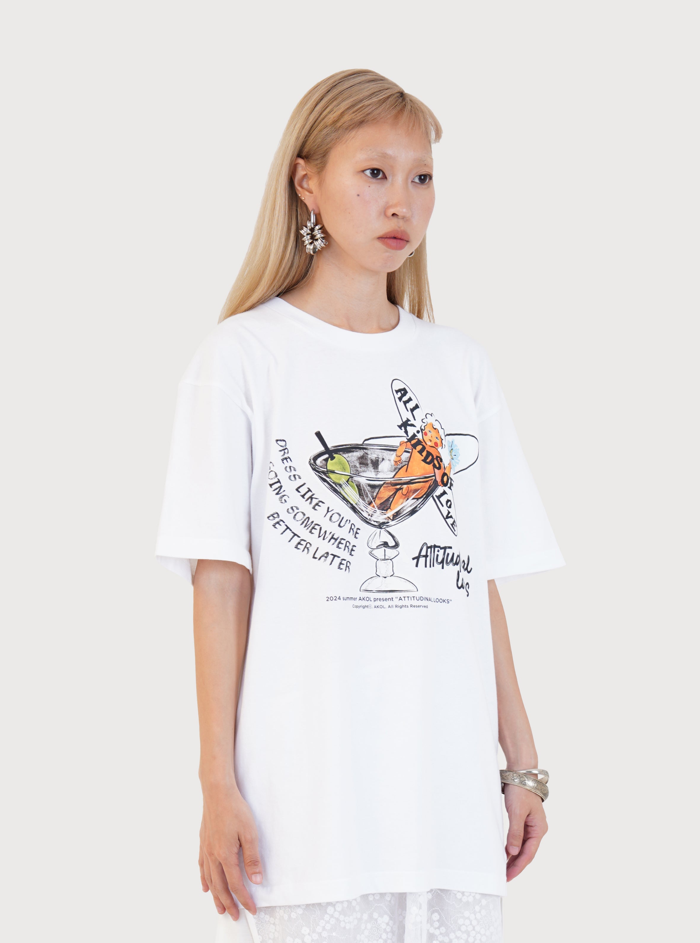 OVERSIZED ATTITUDINAL LOOKS GRAPHIC TEE_WHITE