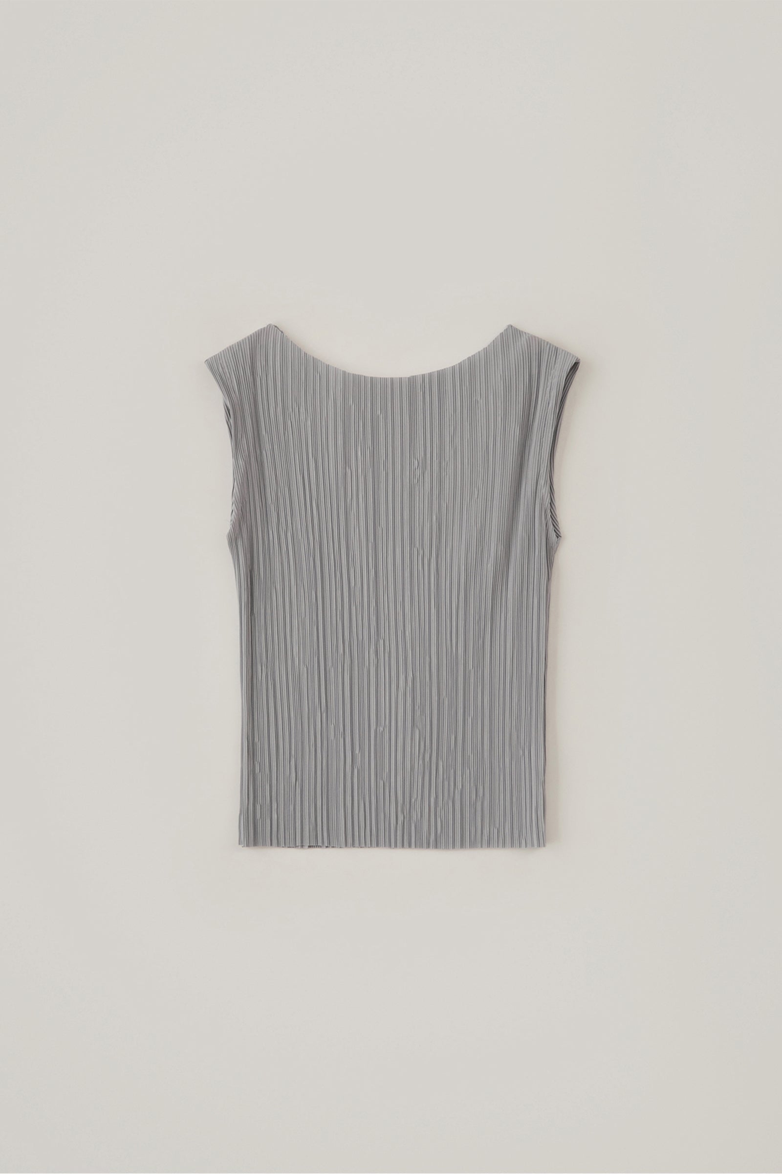 HAUT PLISSÉ SANS MANCHES_GRIS CLAIR