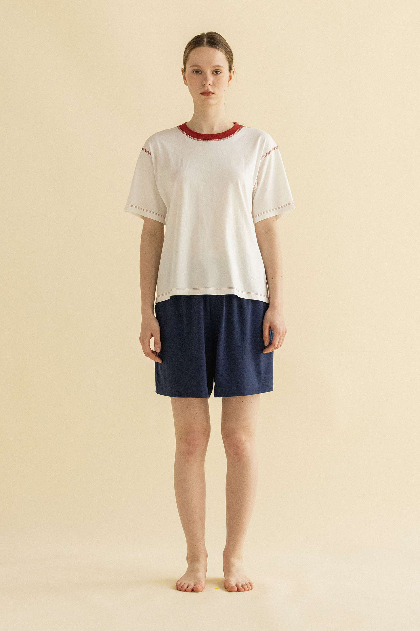 RED STITCH T-SHIRT_ROUGE