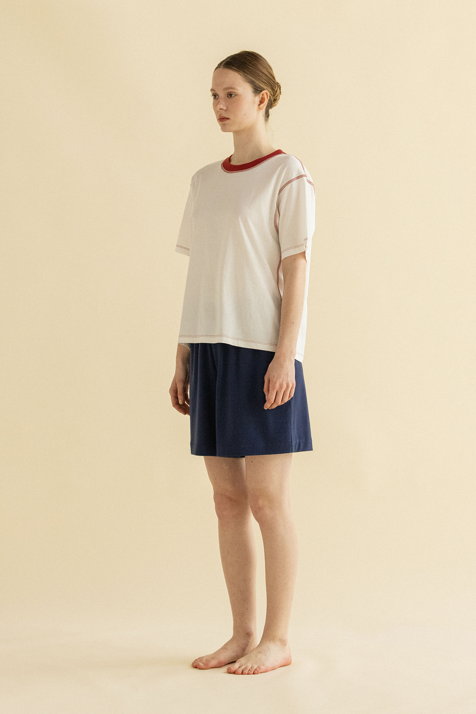 RED STITCH T-SHIRT_ROUGE