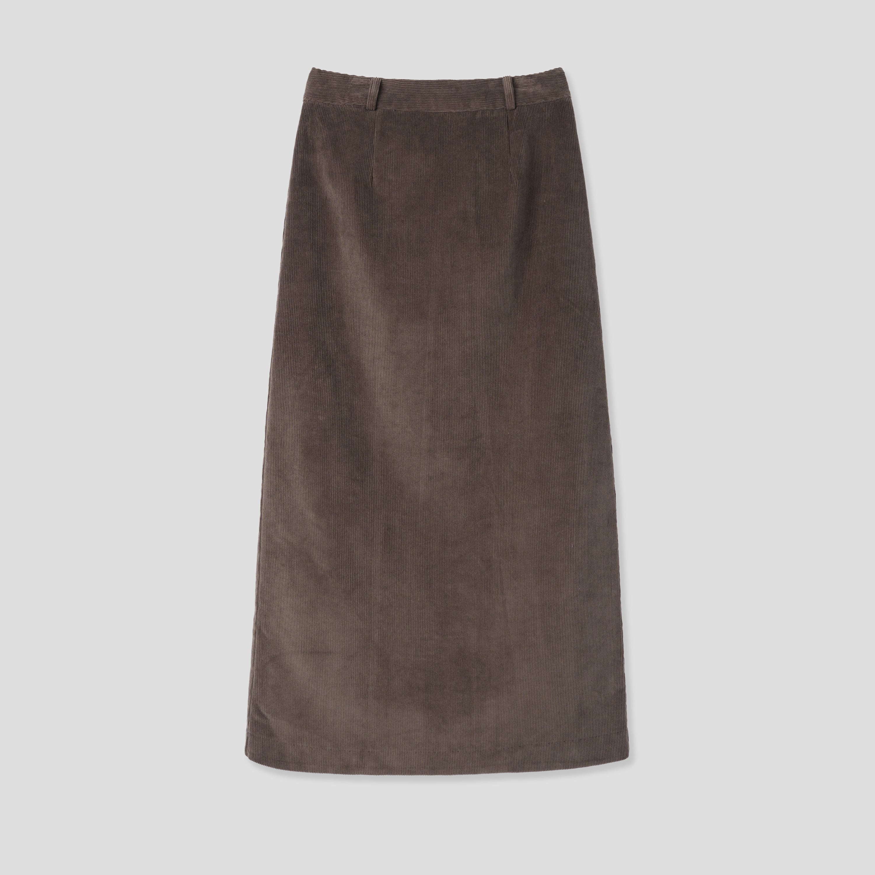 CORDUROY LINE SKIRT_BROWN