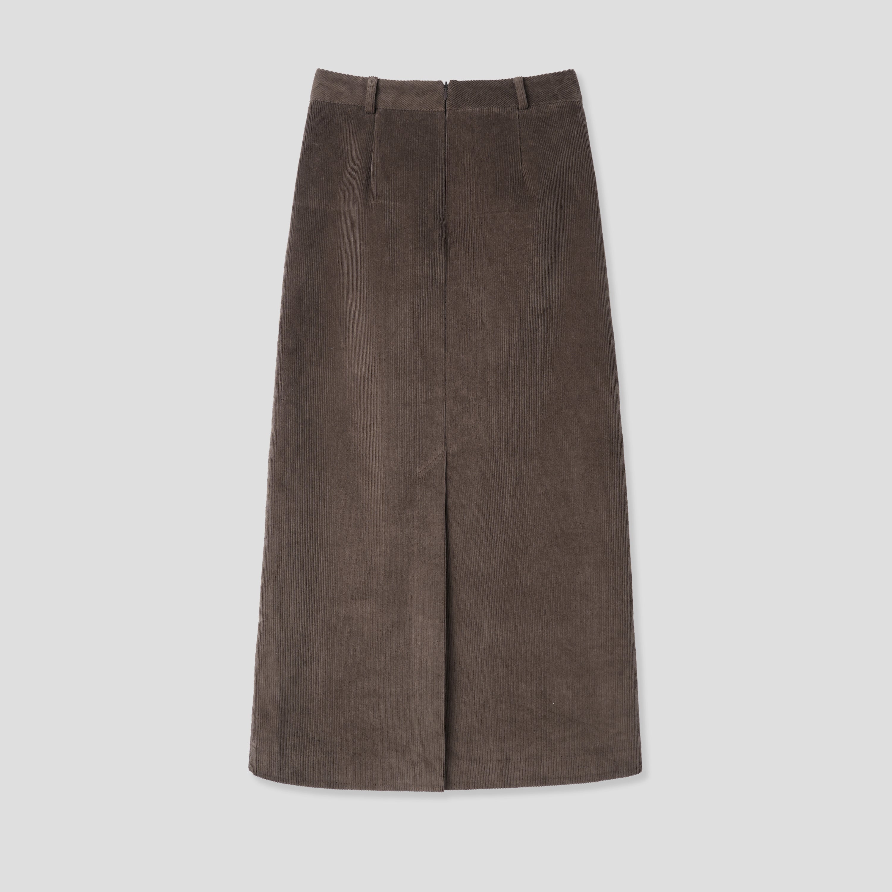 CORDUROY LINE SKIRT_BROWN